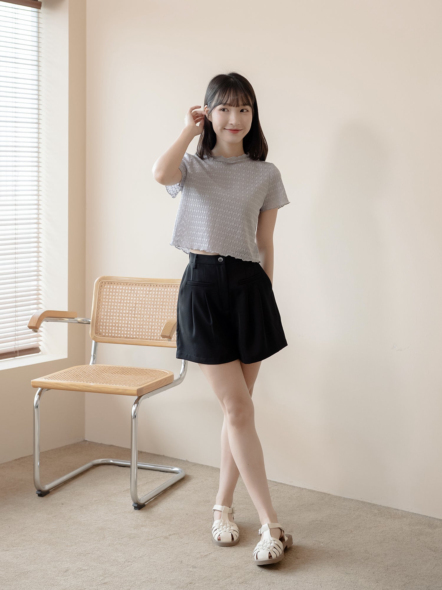 闊腿短西褲