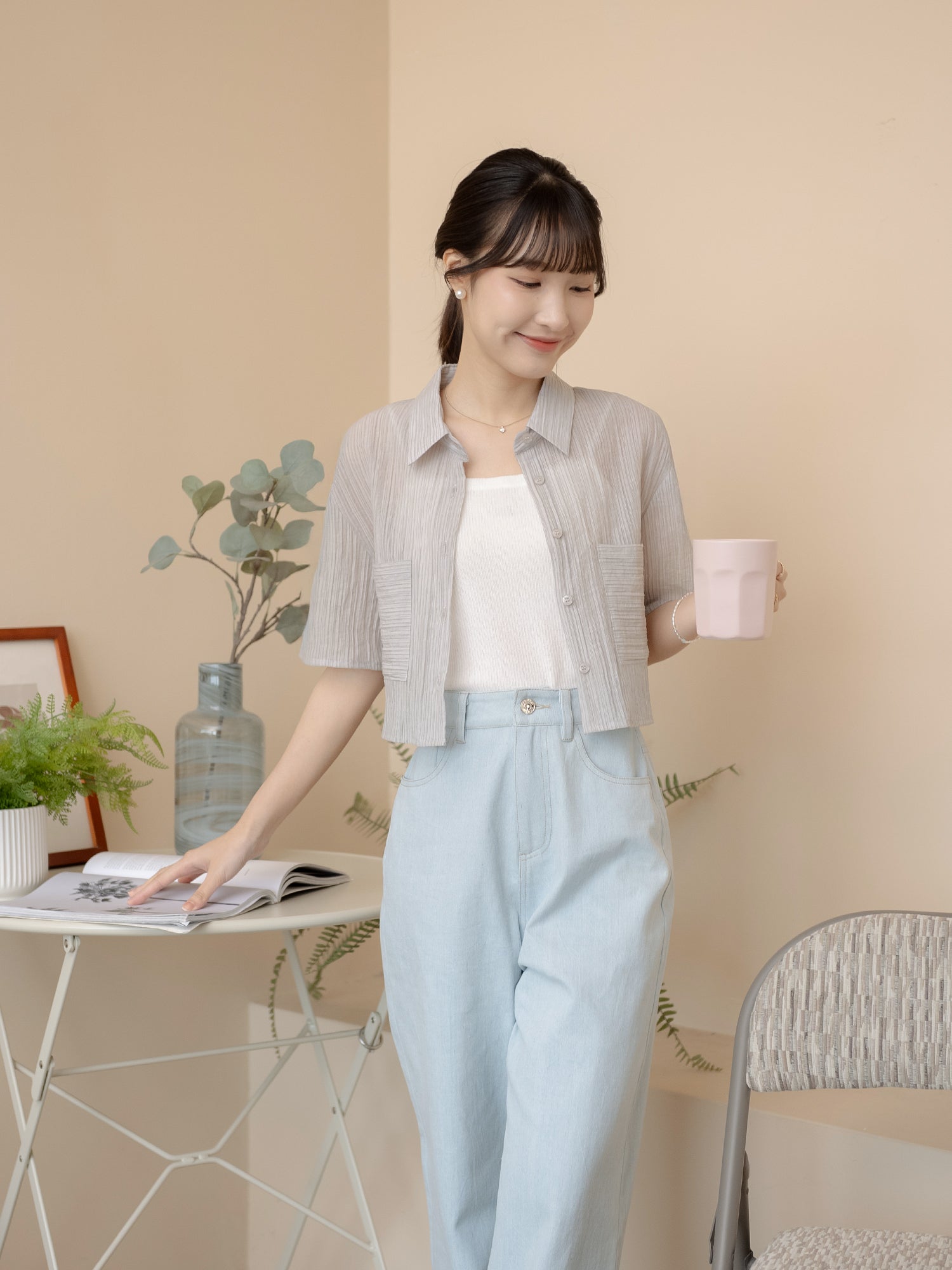 Cropped Pocket Stripe Shirt