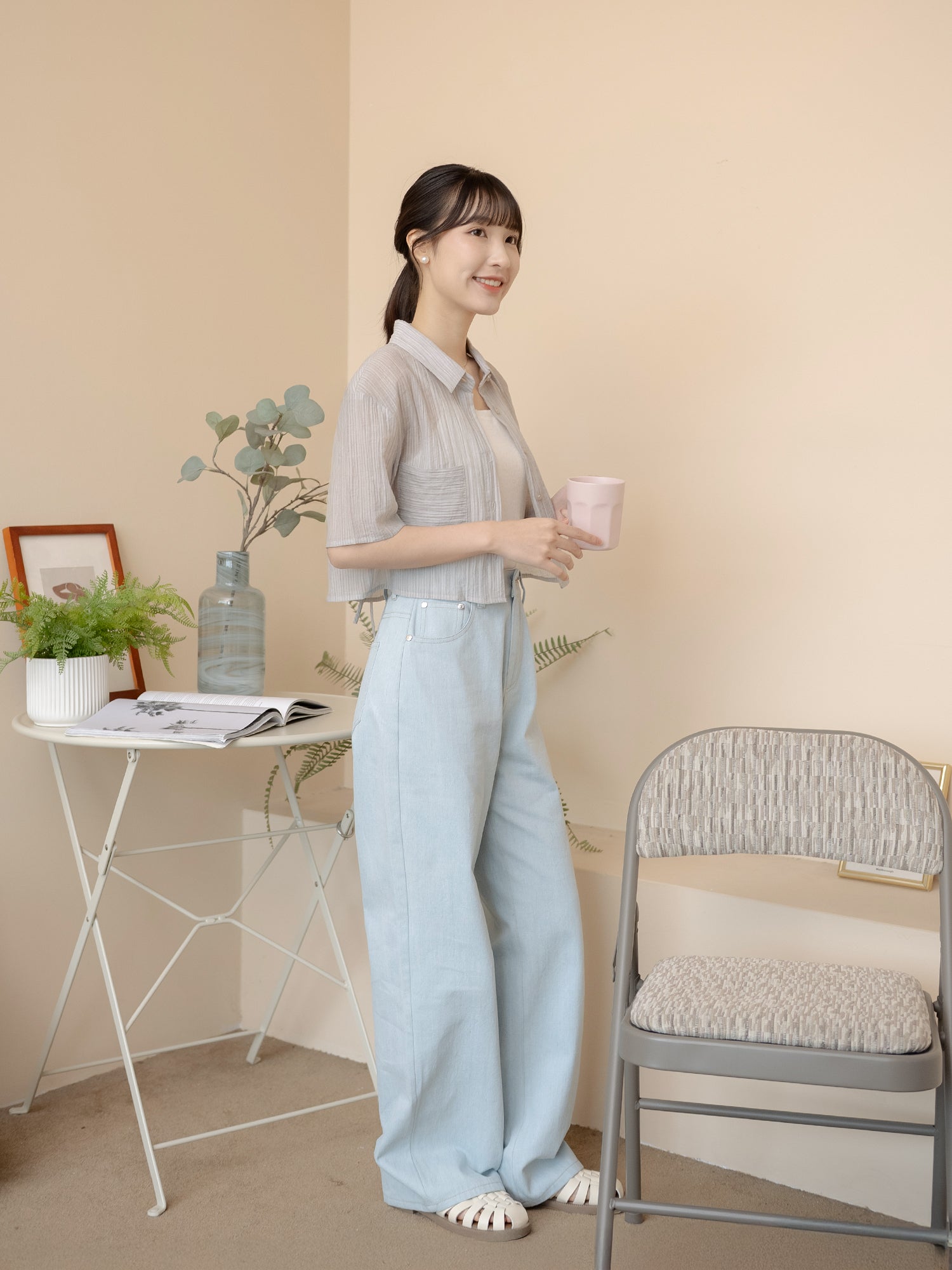 Cropped Pocket Stripe Shirt