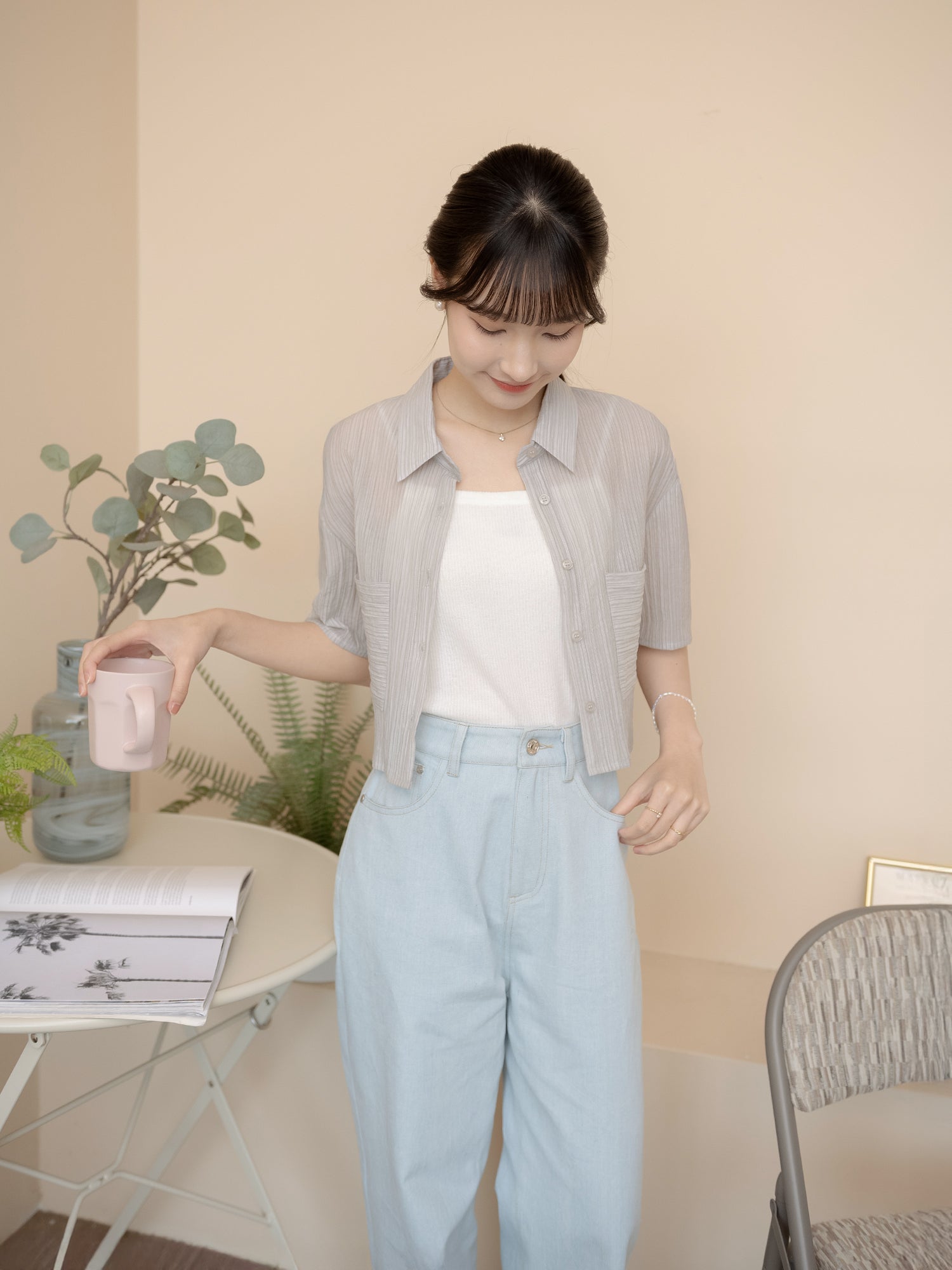 Cropped Pocket Stripe Shirt