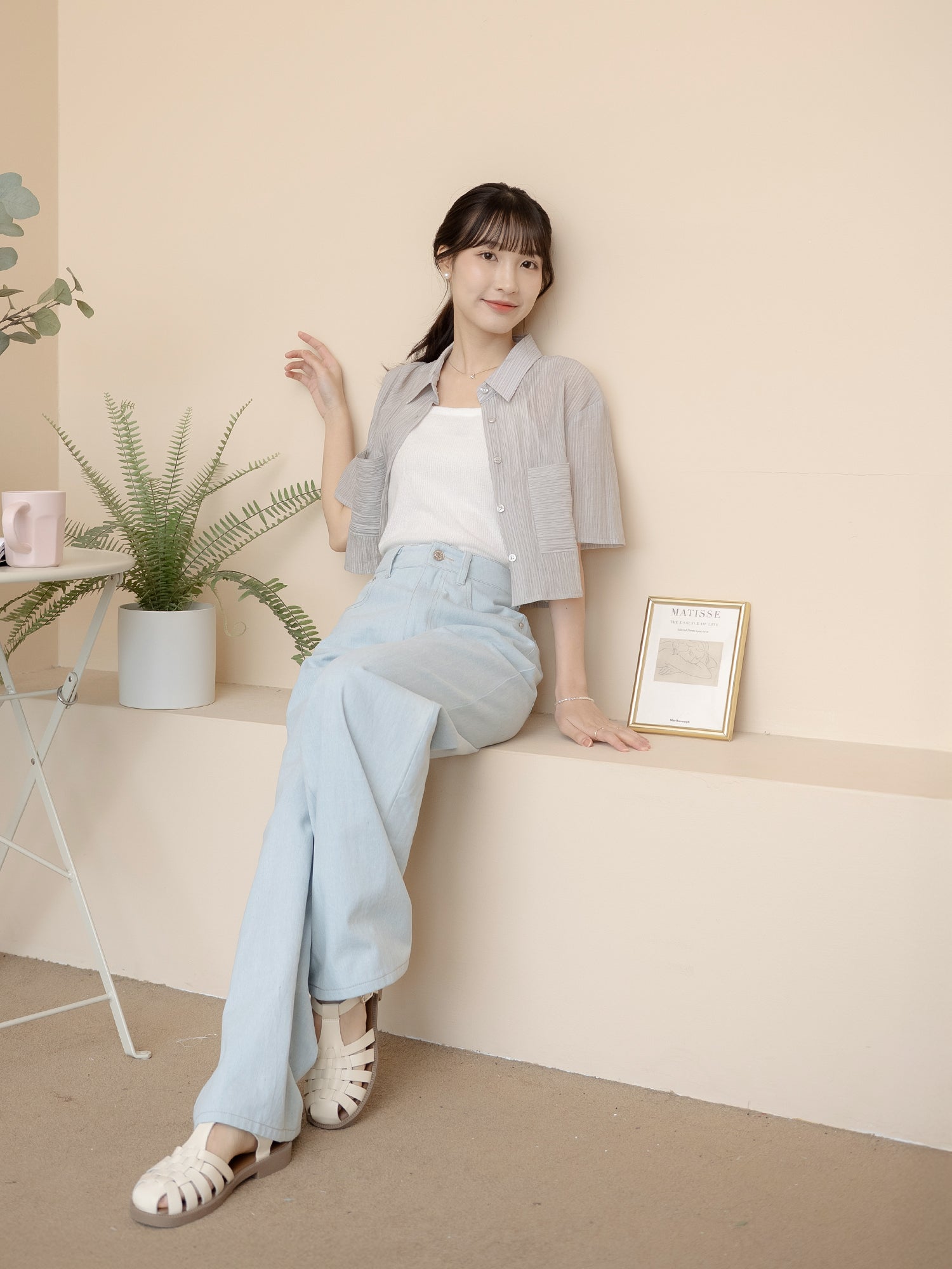 Cropped Pocket Stripe Shirt