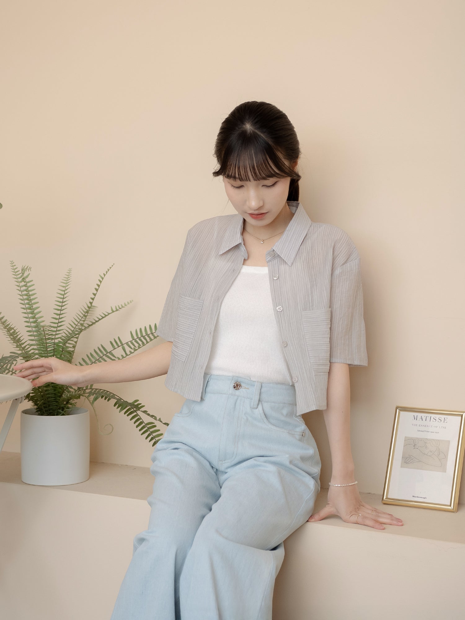 Cropped Pocket Stripe Shirt