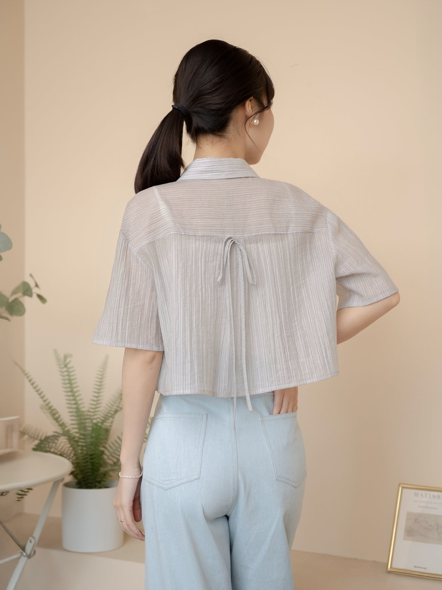 Cropped Pocket Stripe Shirt