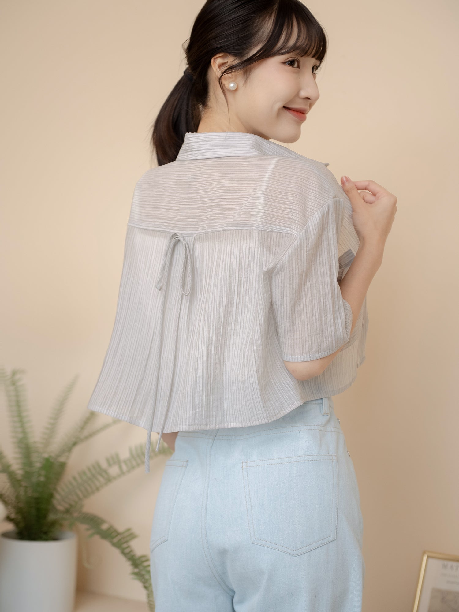 Cropped Pocket Stripe Shirt