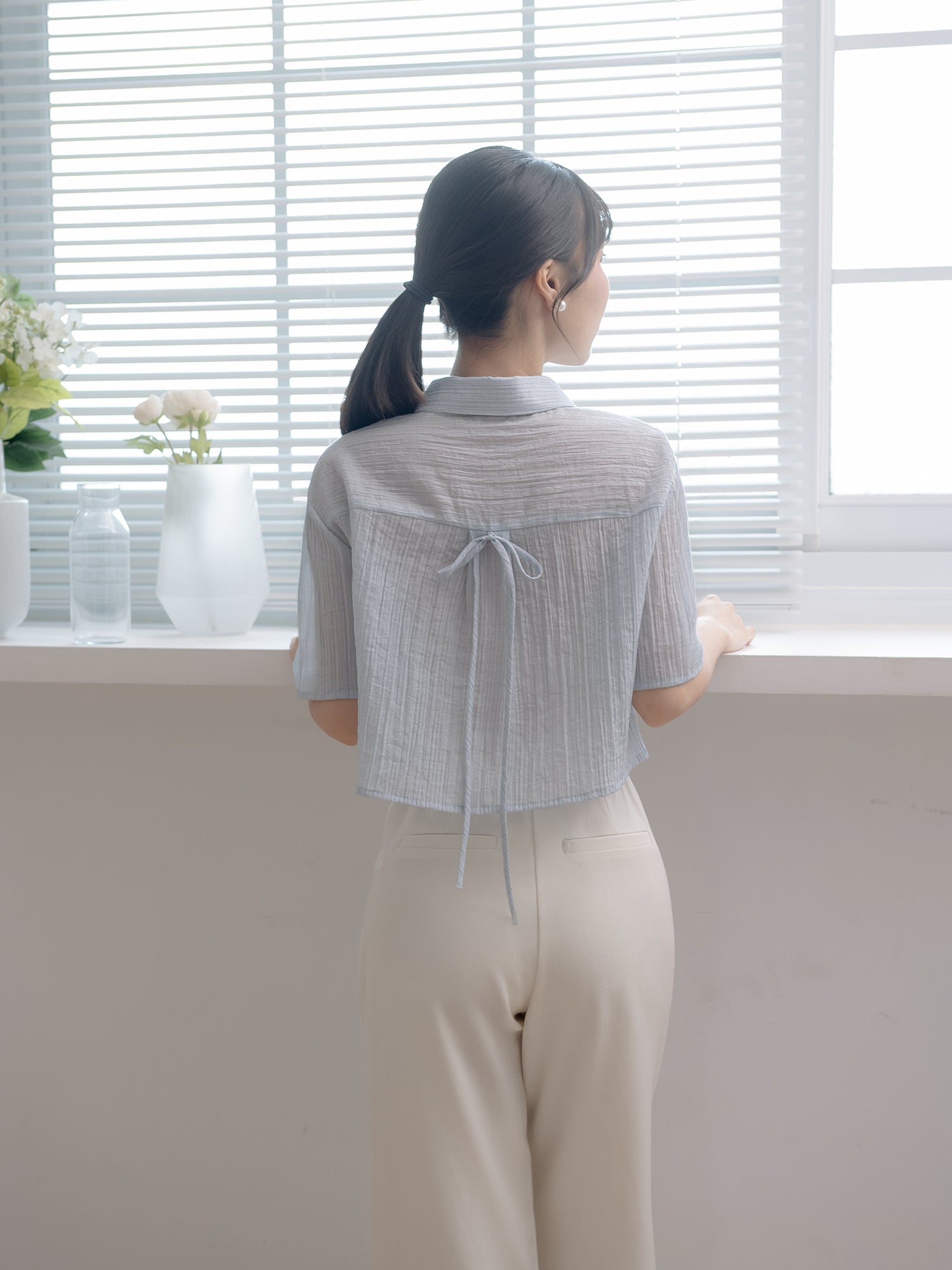 Cropped Pocket Stripe Shirt
