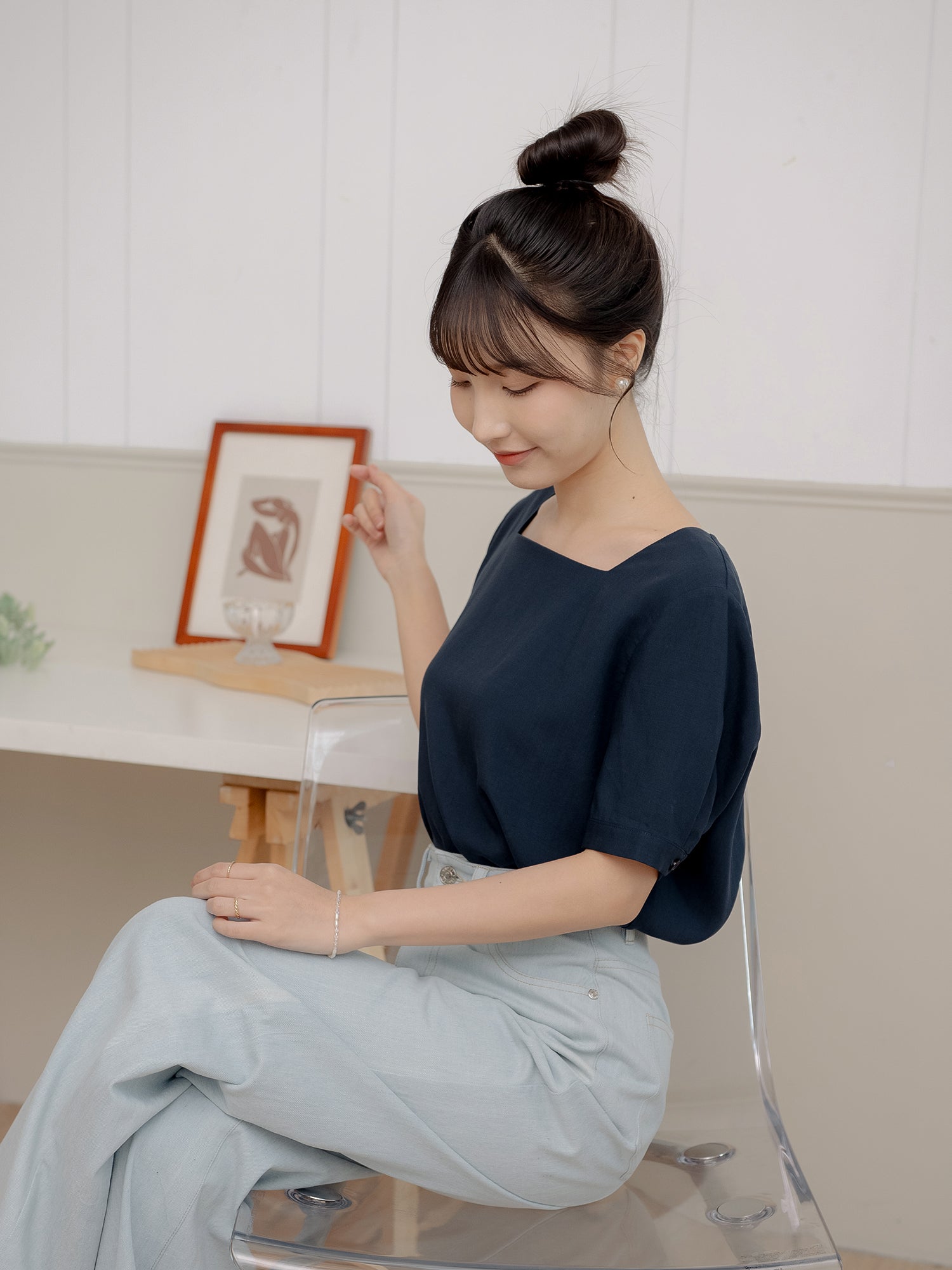 Back-Detailed Square Neck Top