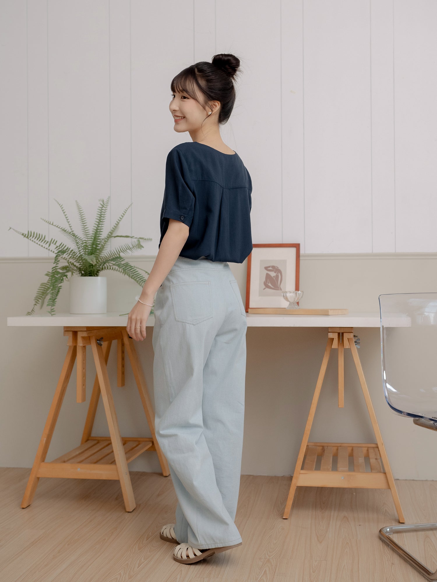 Back-Detailed Square Neck Top