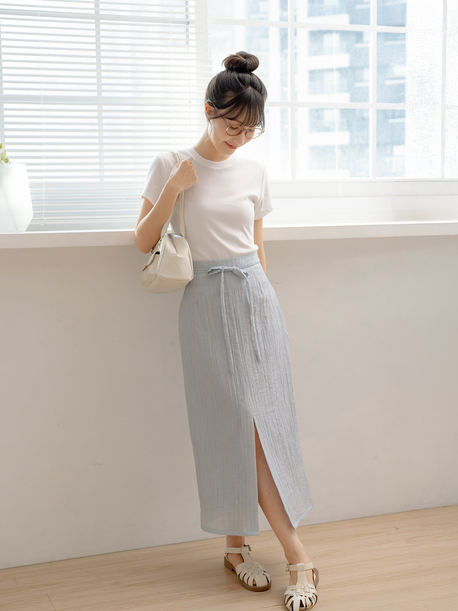 Striped Tie Waist Skirt
