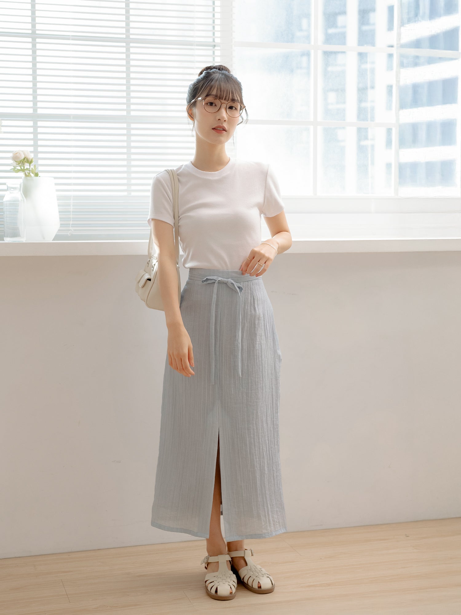 Striped Tie Waist Skirt