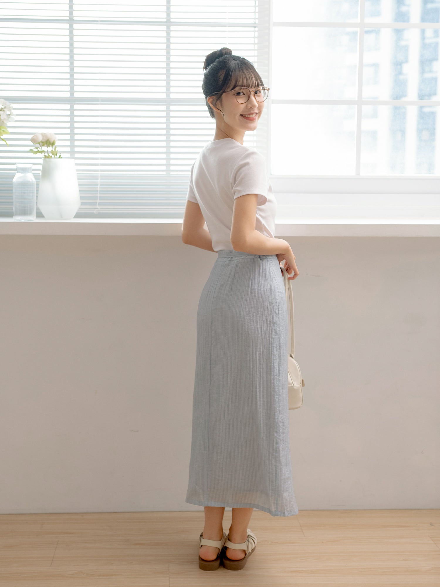 Striped Tie Waist Skirt