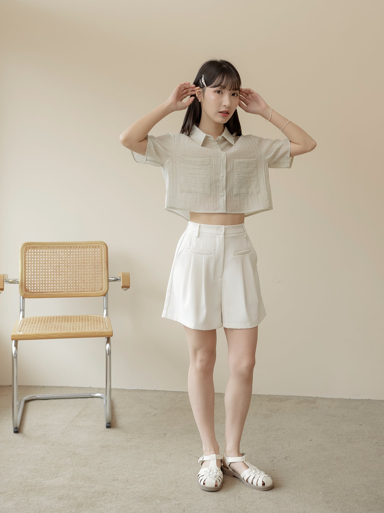 Cropped Pocket Stripe Shirt