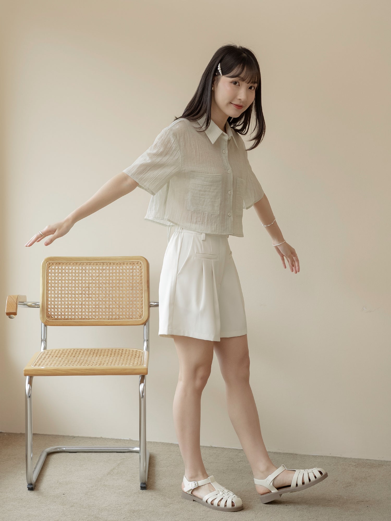 Cropped Pocket Stripe Shirt