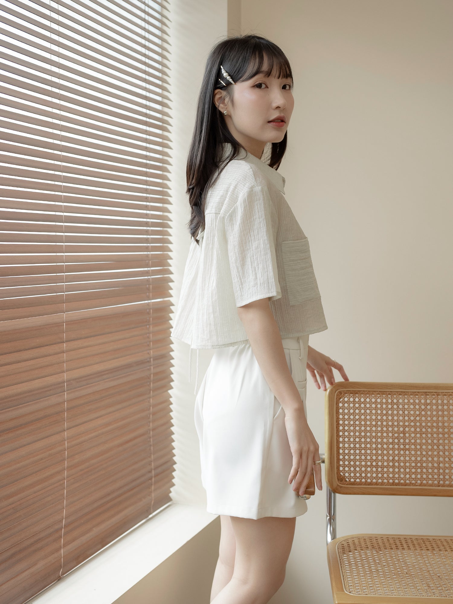 Cropped Pocket Stripe Shirt