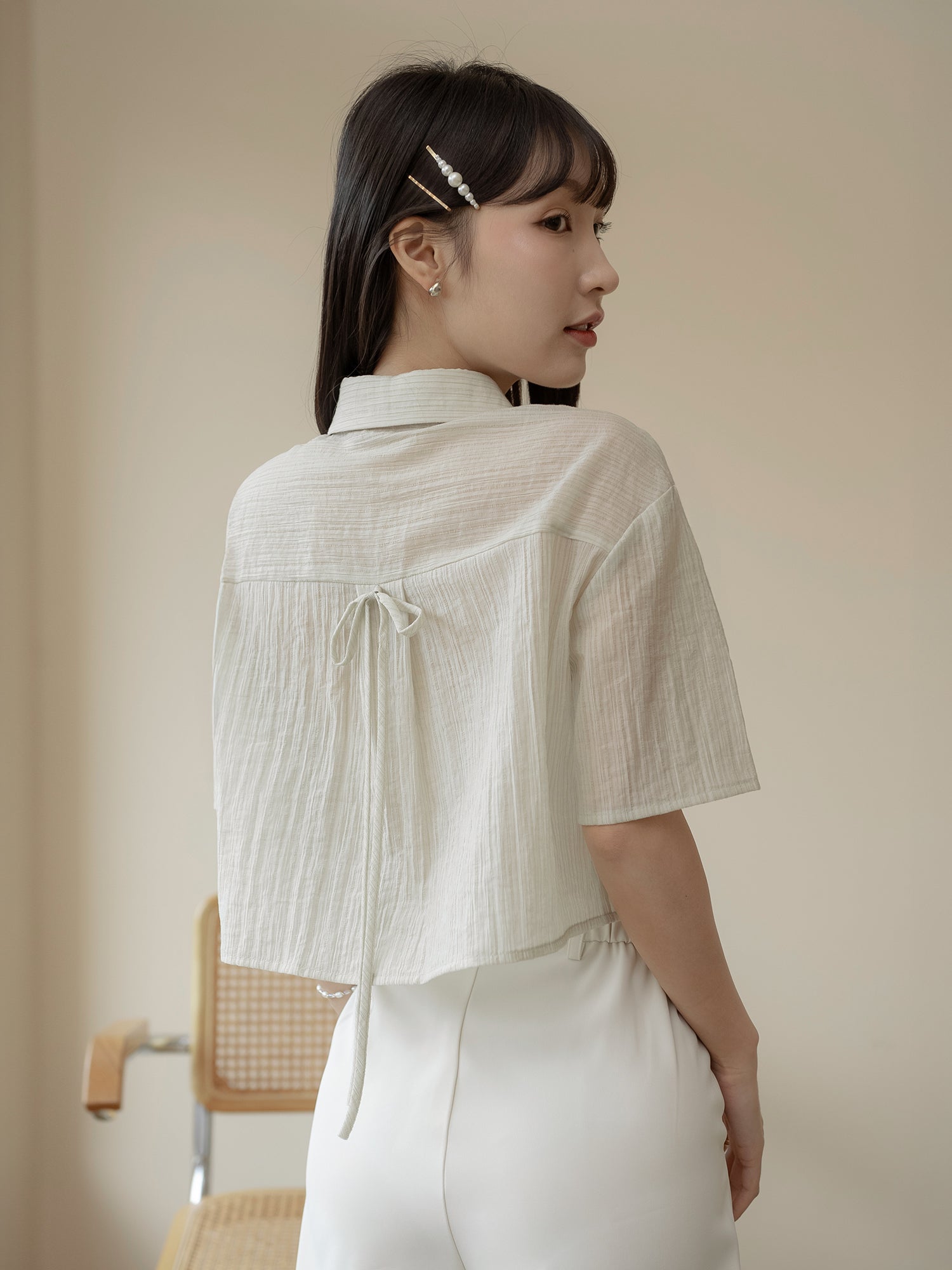Cropped Pocket Stripe Shirt