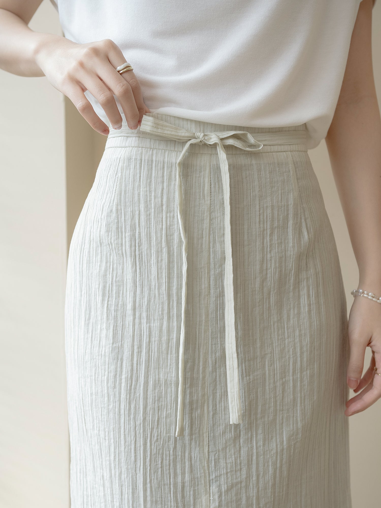 Striped Tie Waist Skirt