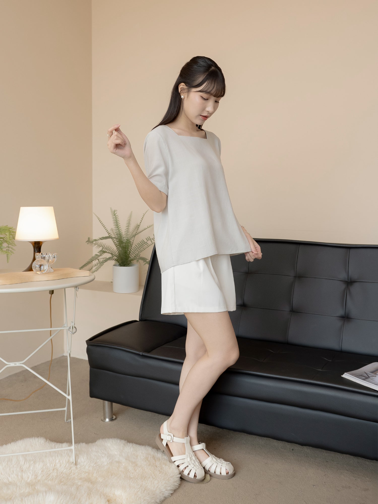 Back-Detailed Square Neck Top