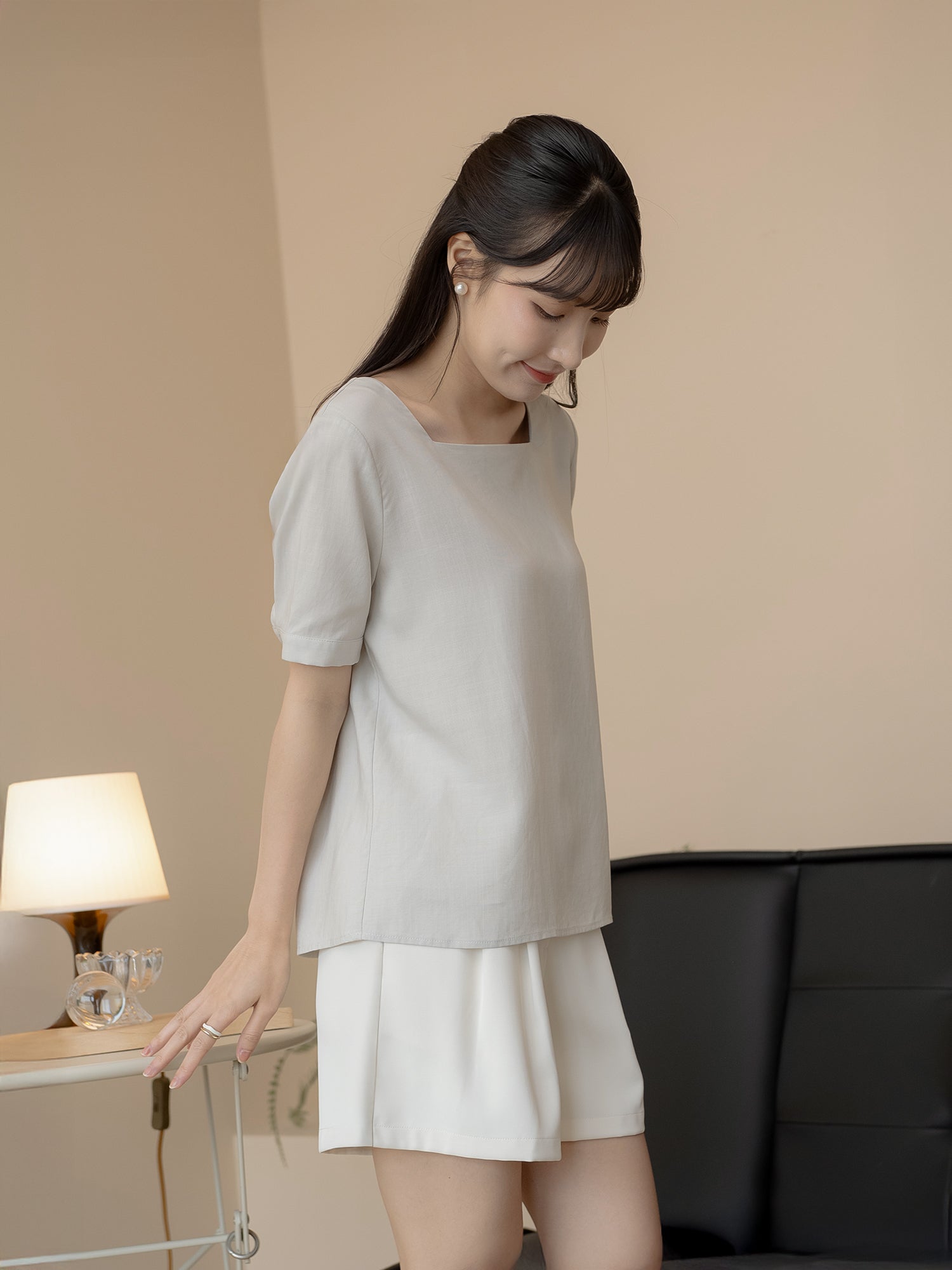 Back-Detailed Square Neck Top