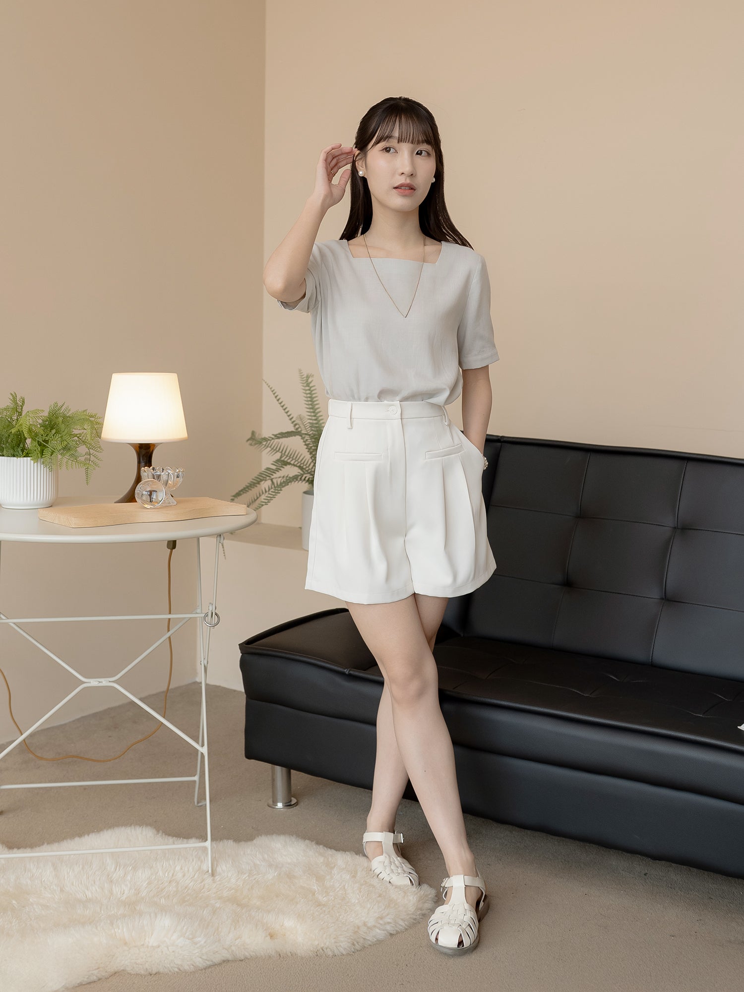 Back-Detailed Square Neck Top