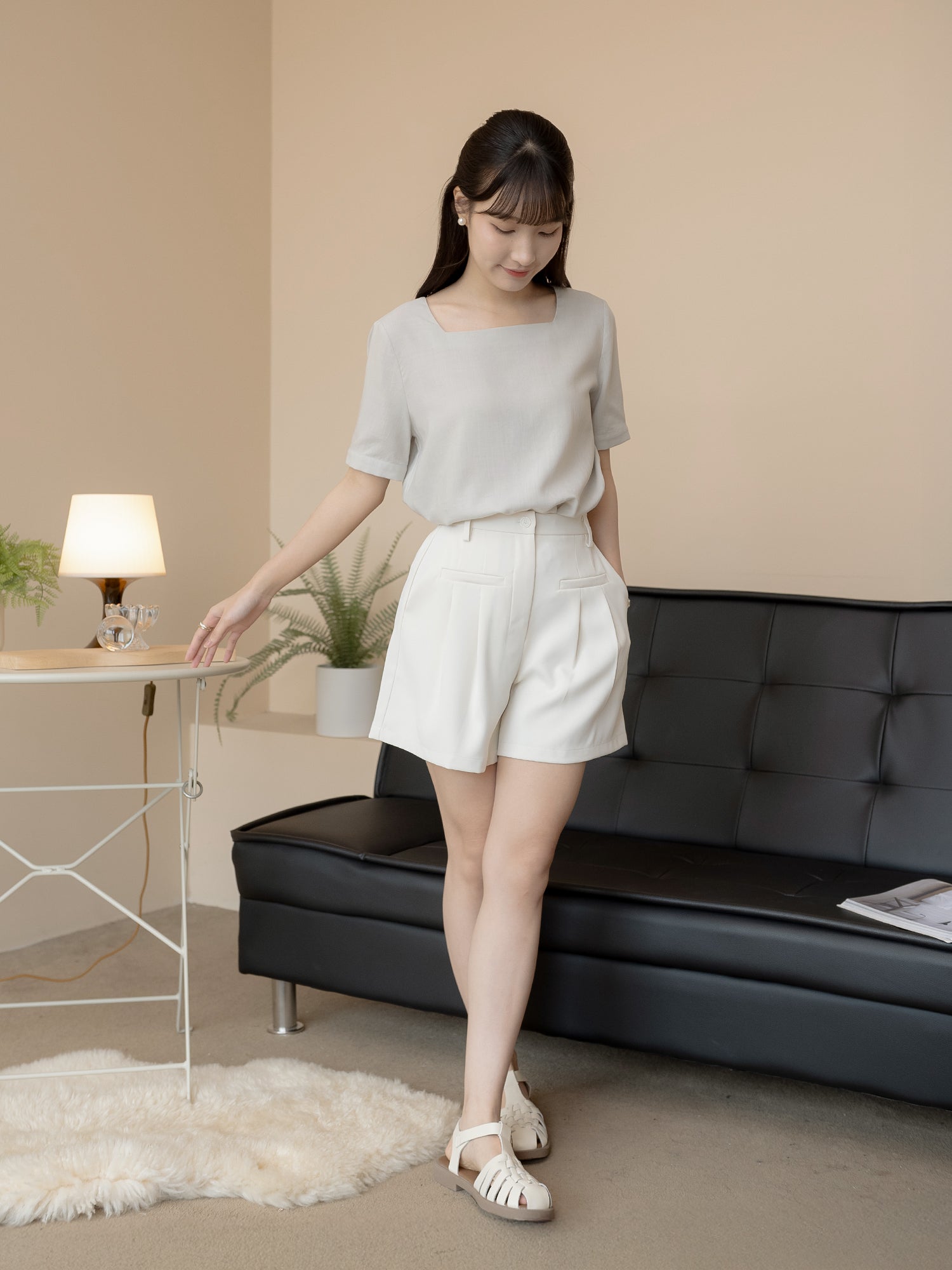 Back-Detailed Square Neck Top