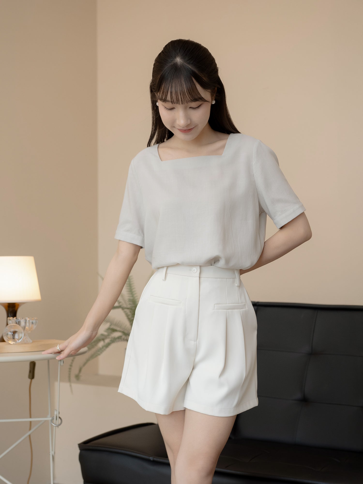 Back-Detailed Square Neck Top