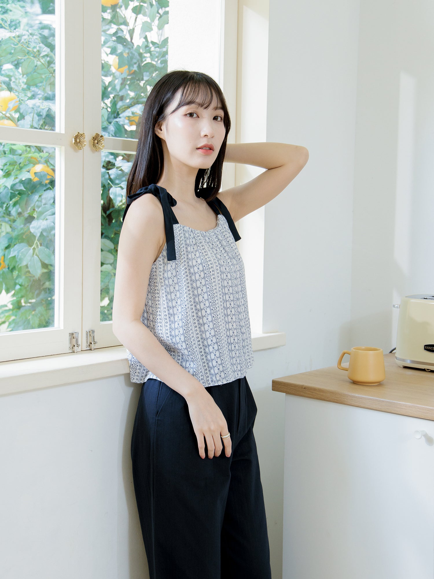 Printed Tie-Shoulder Cami Top