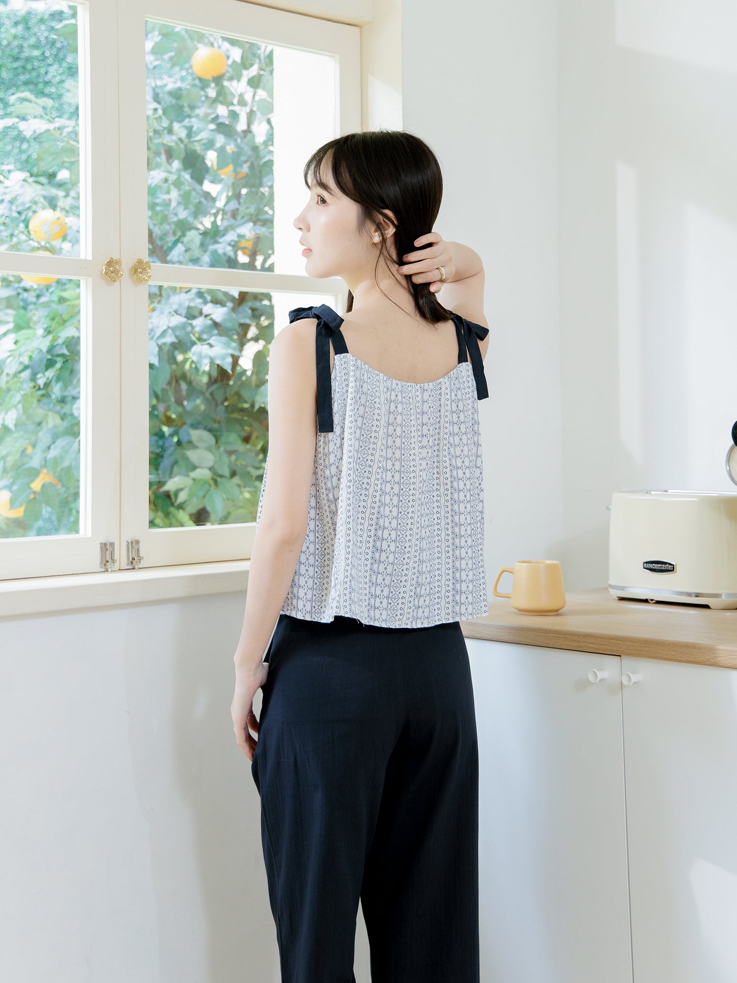 Printed Tie-Shoulder Cami Top