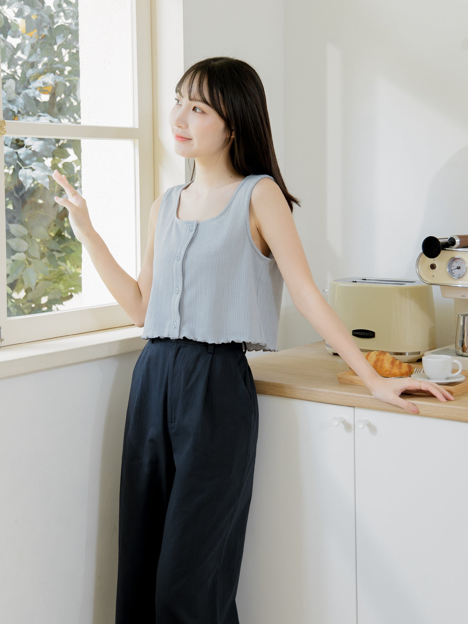 Buttoned Sleeveless Top