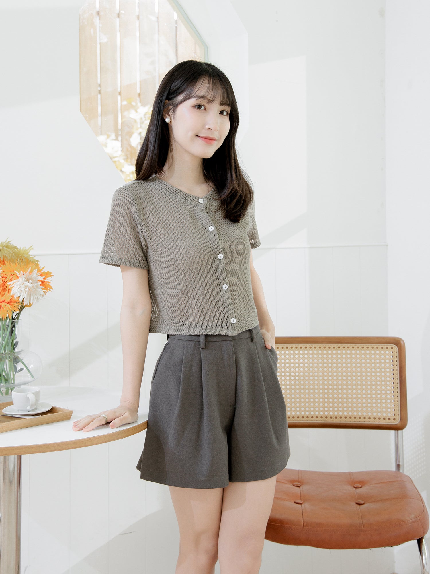Refined Knitted Button-Up Top