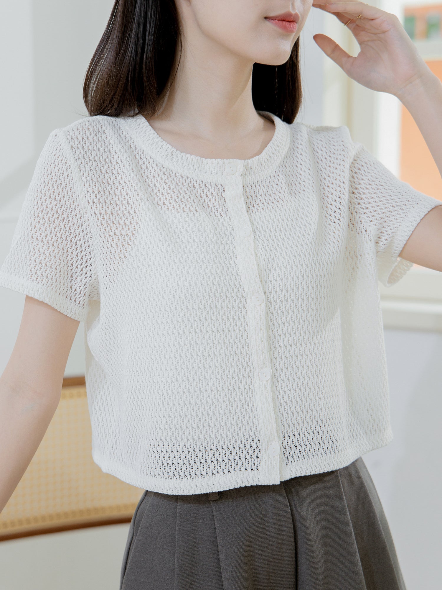 Refined Knitted Button-Up Top