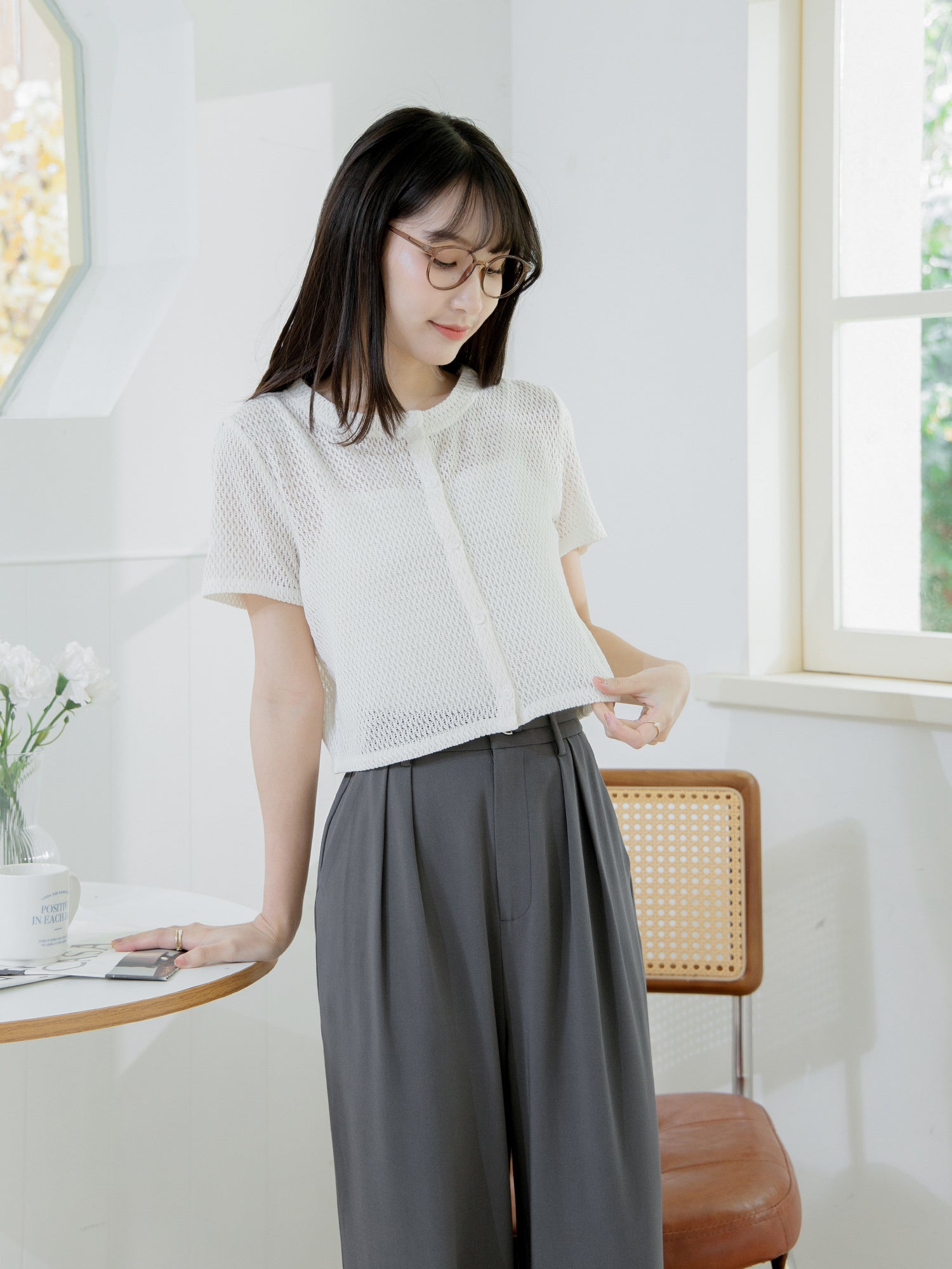 Refined Knitted Button-Up Top