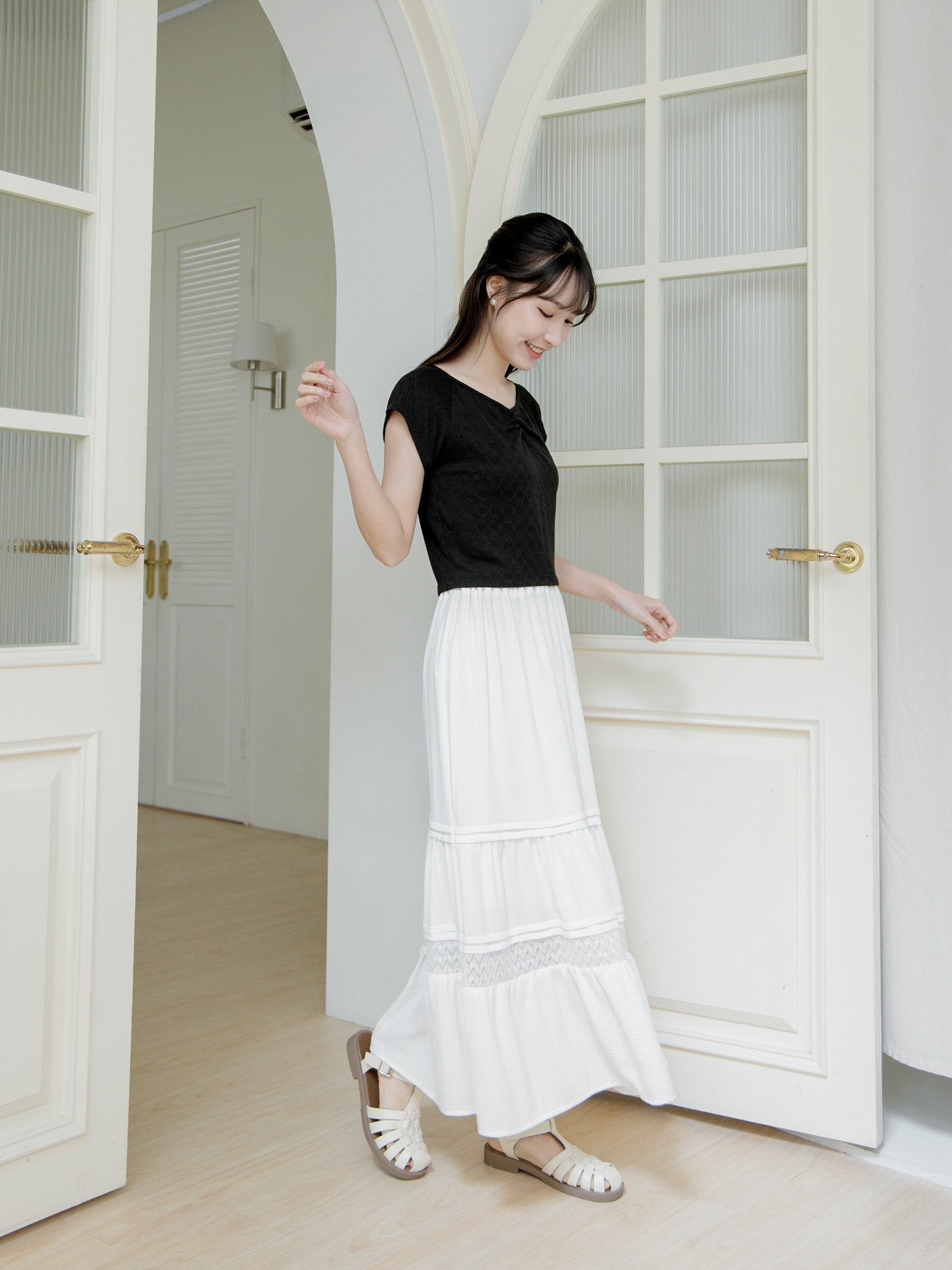 Gather Front Cap Sleeve Top