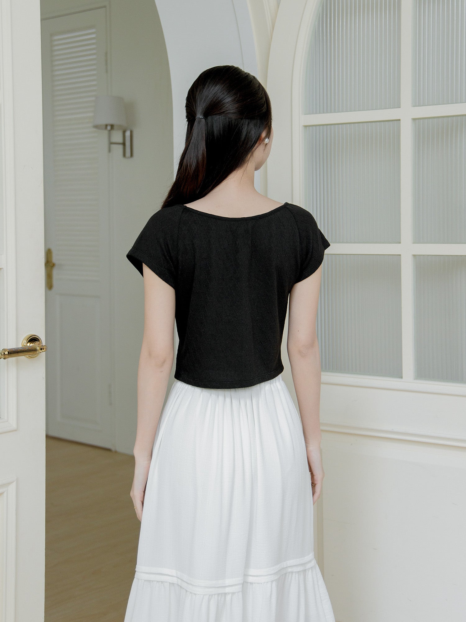 Gather Front Cap Sleeve Top