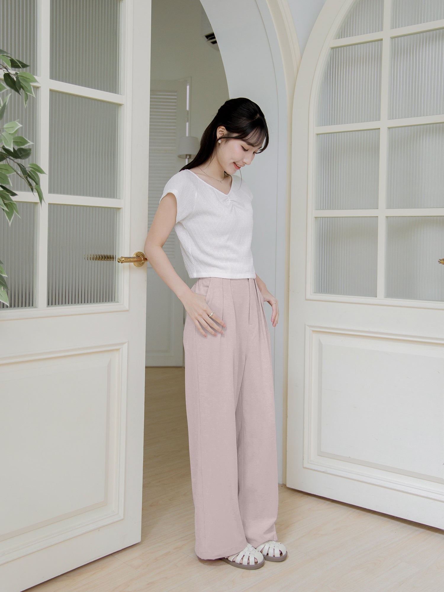 Gather Front Cap Sleeve Top