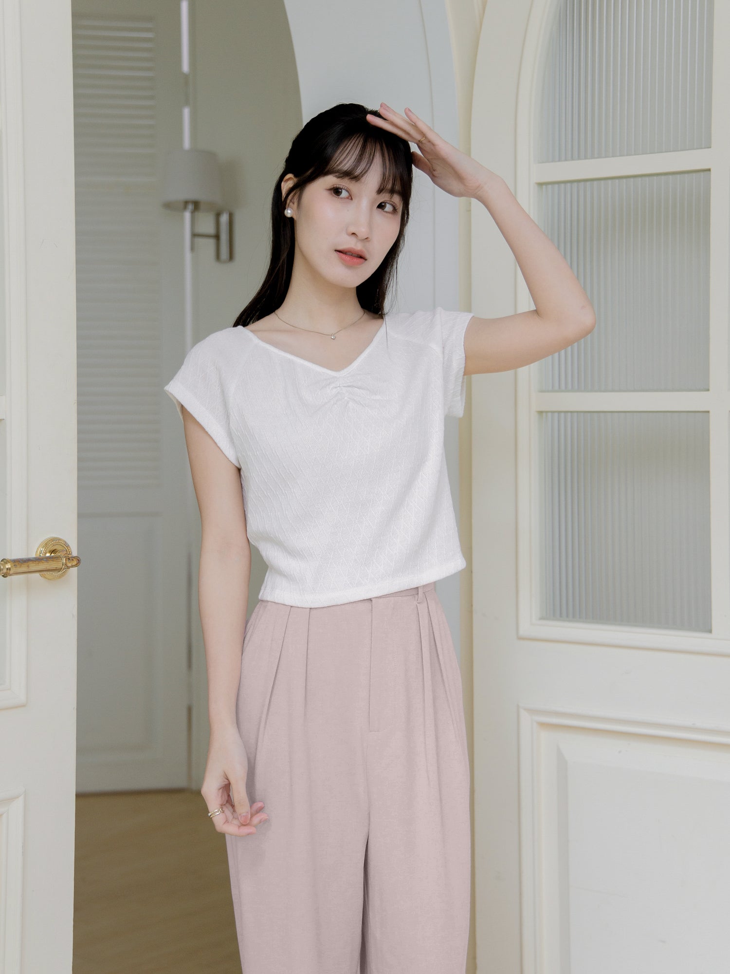 Gather Front Cap Sleeve Top