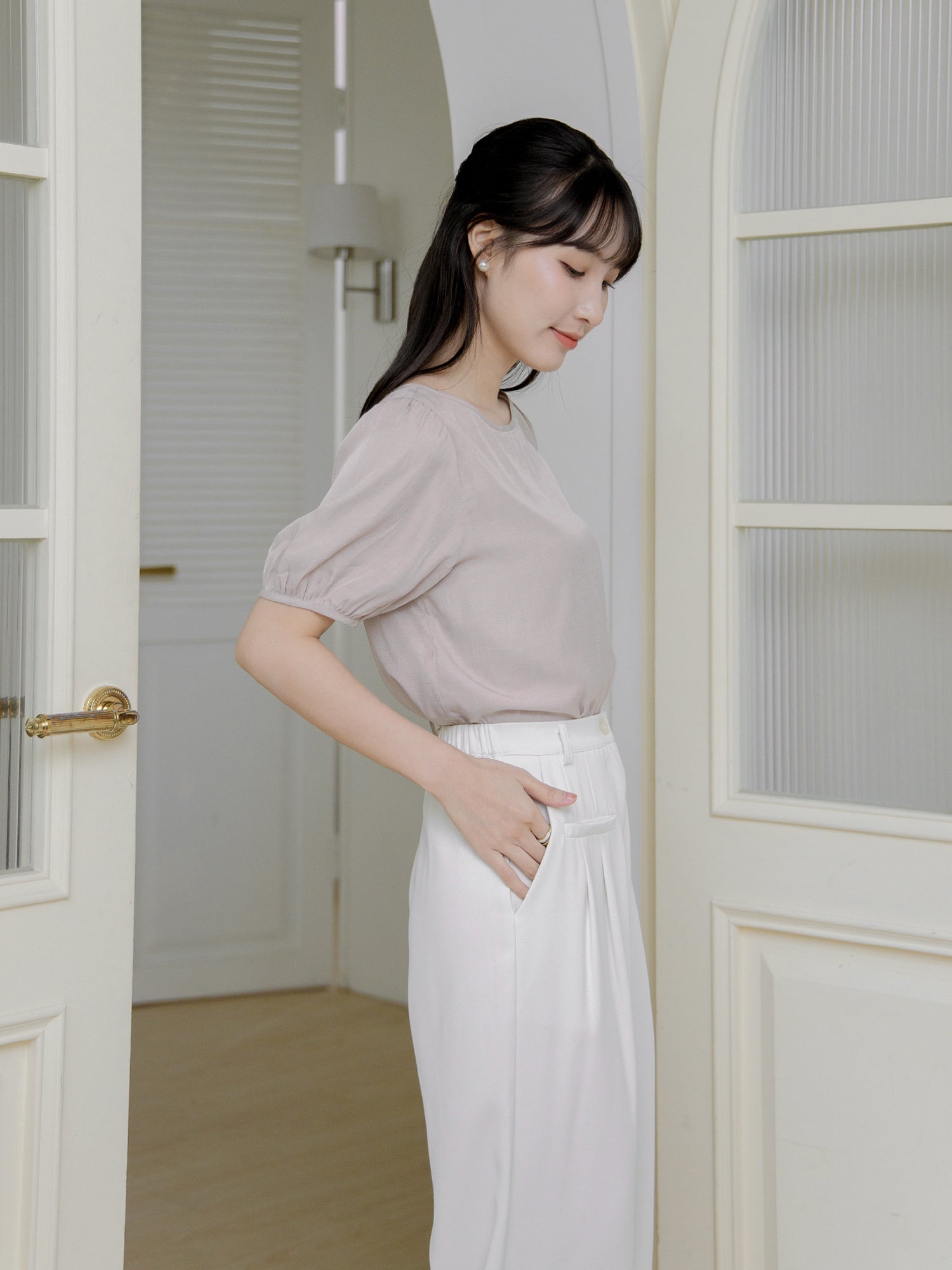 Half Sleeve Tie Back Top