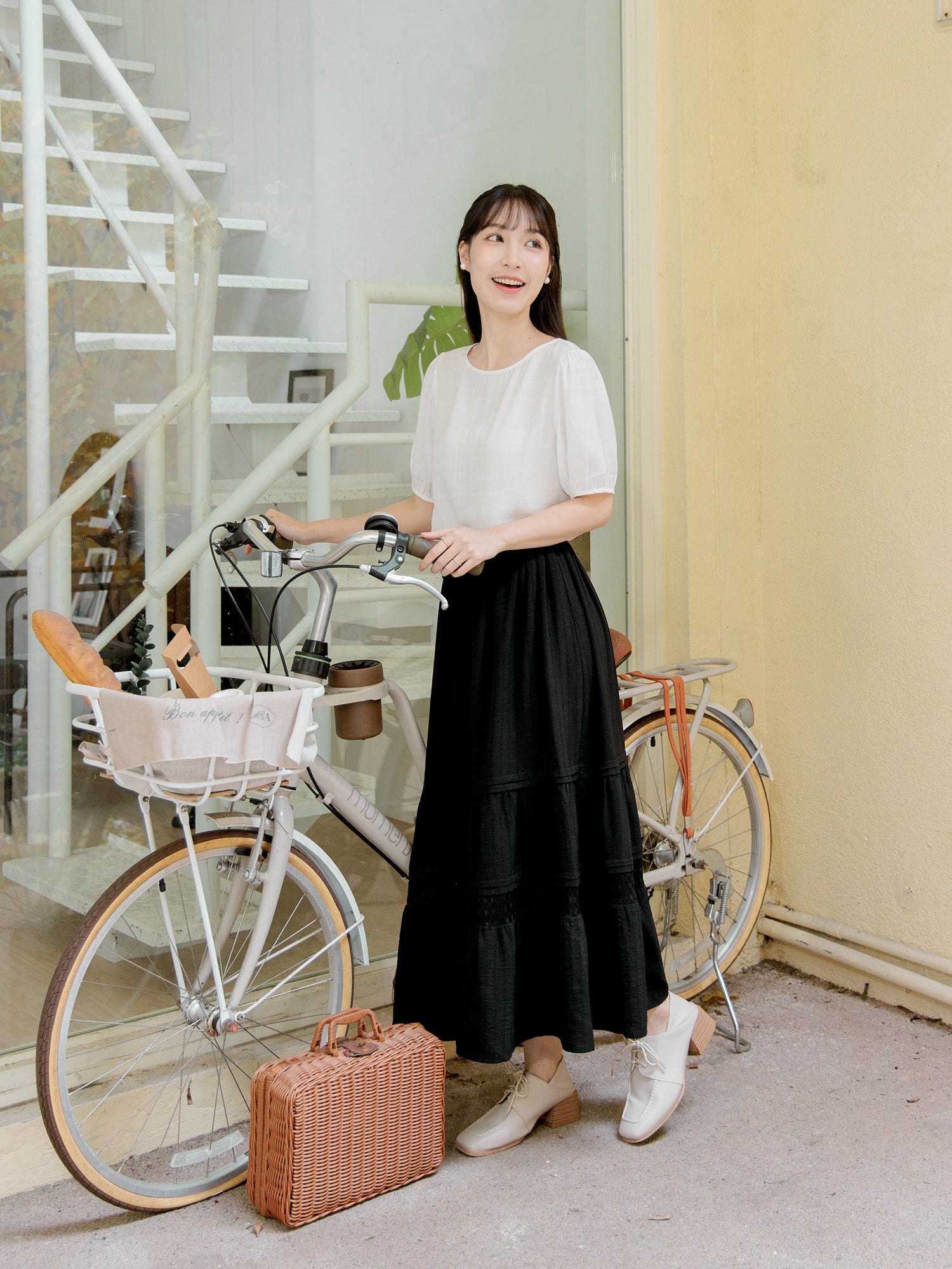 Lace Pintuck Long Skirt