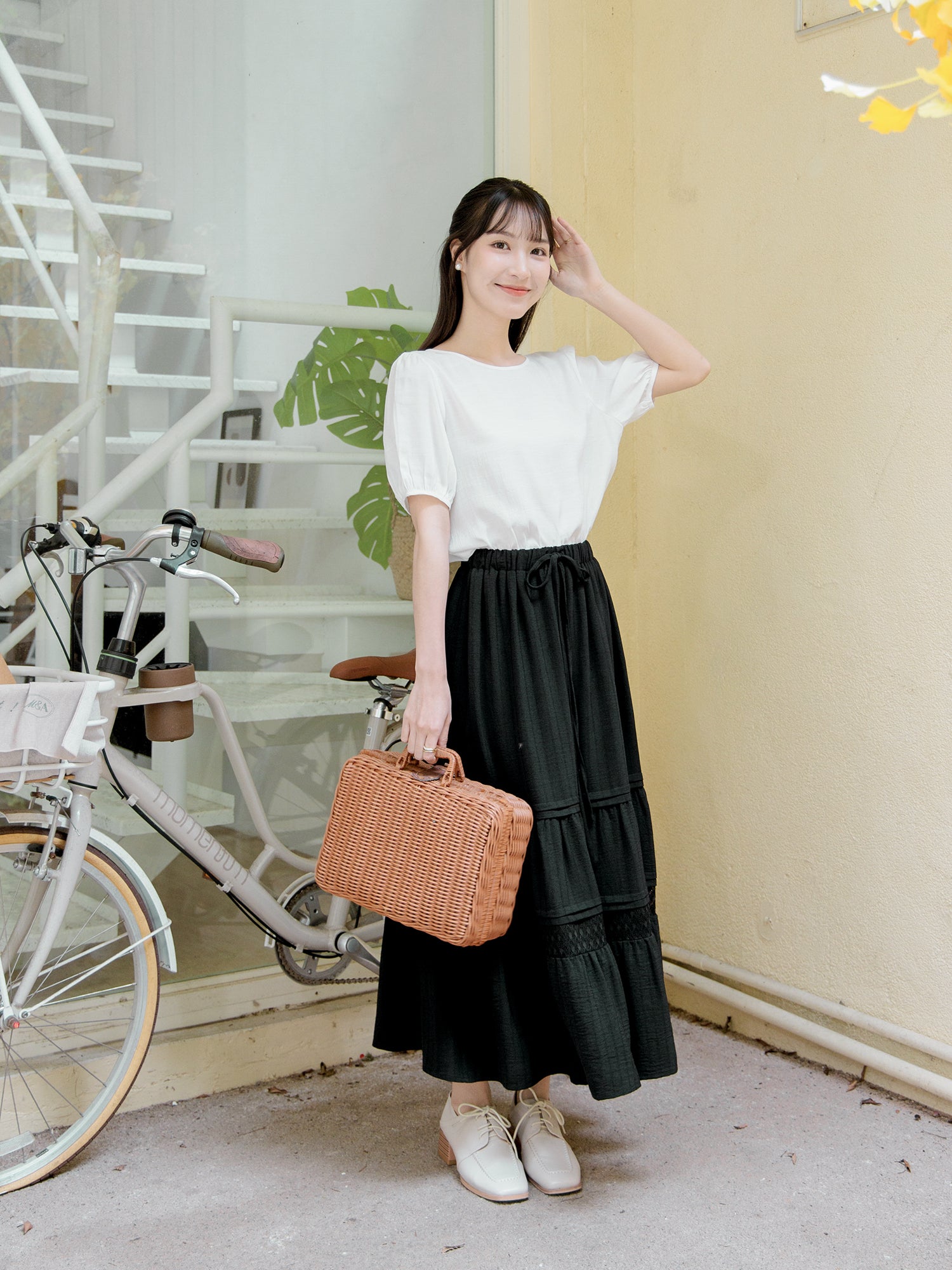 Lace Pintuck Long Skirt