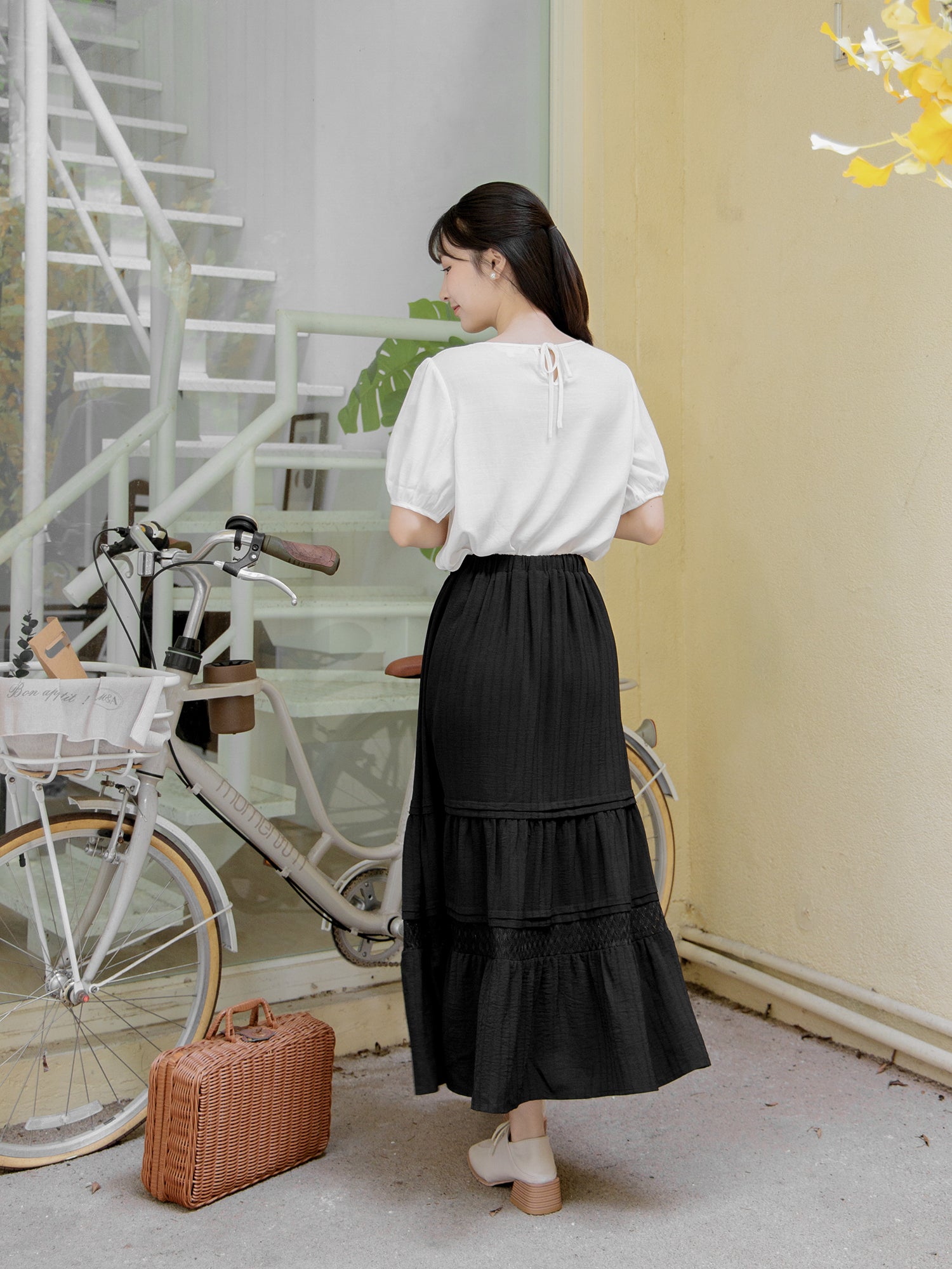 Lace Pintuck Long Skirt