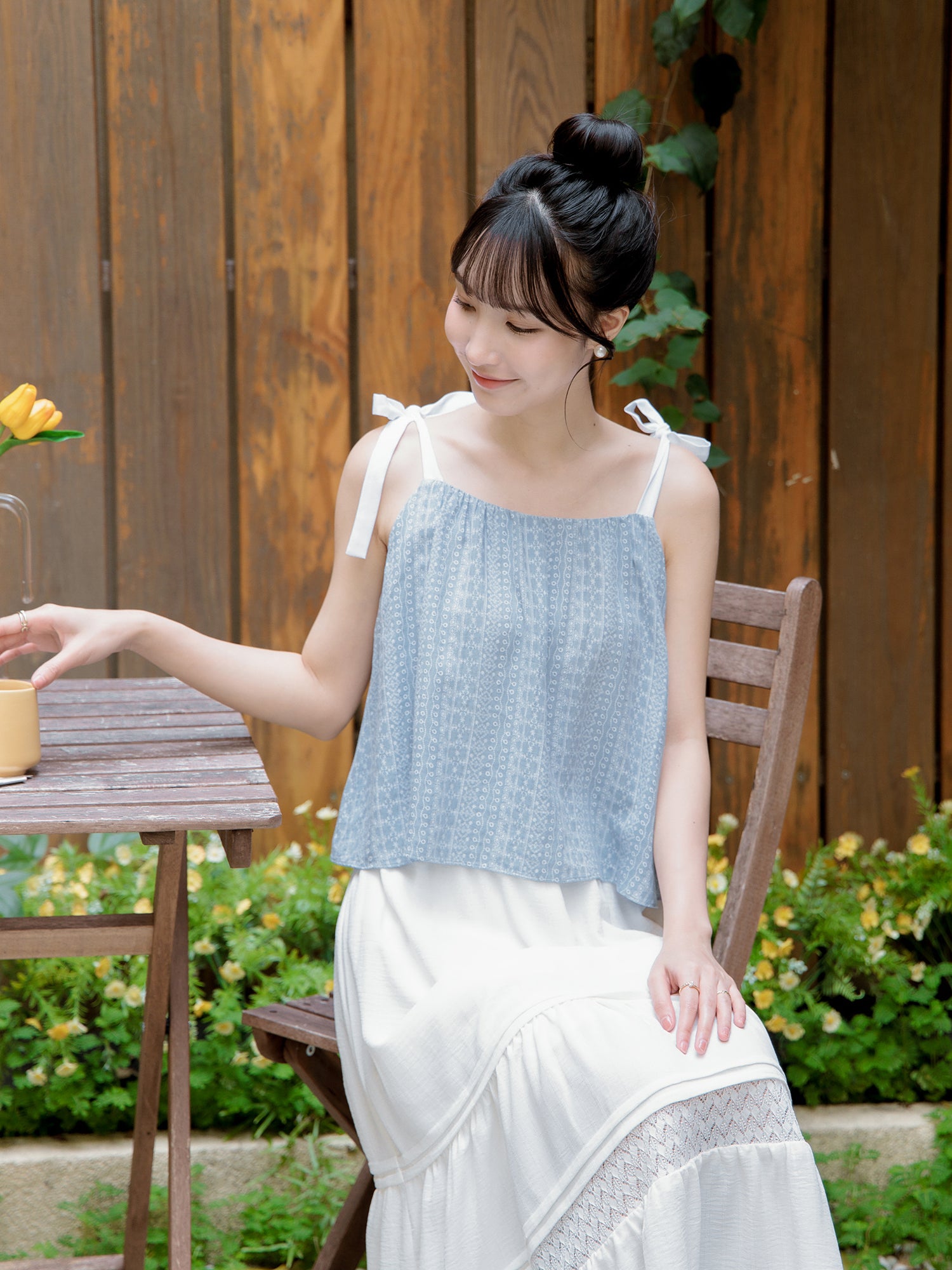 Printed Tie-Shoulder Cami Top