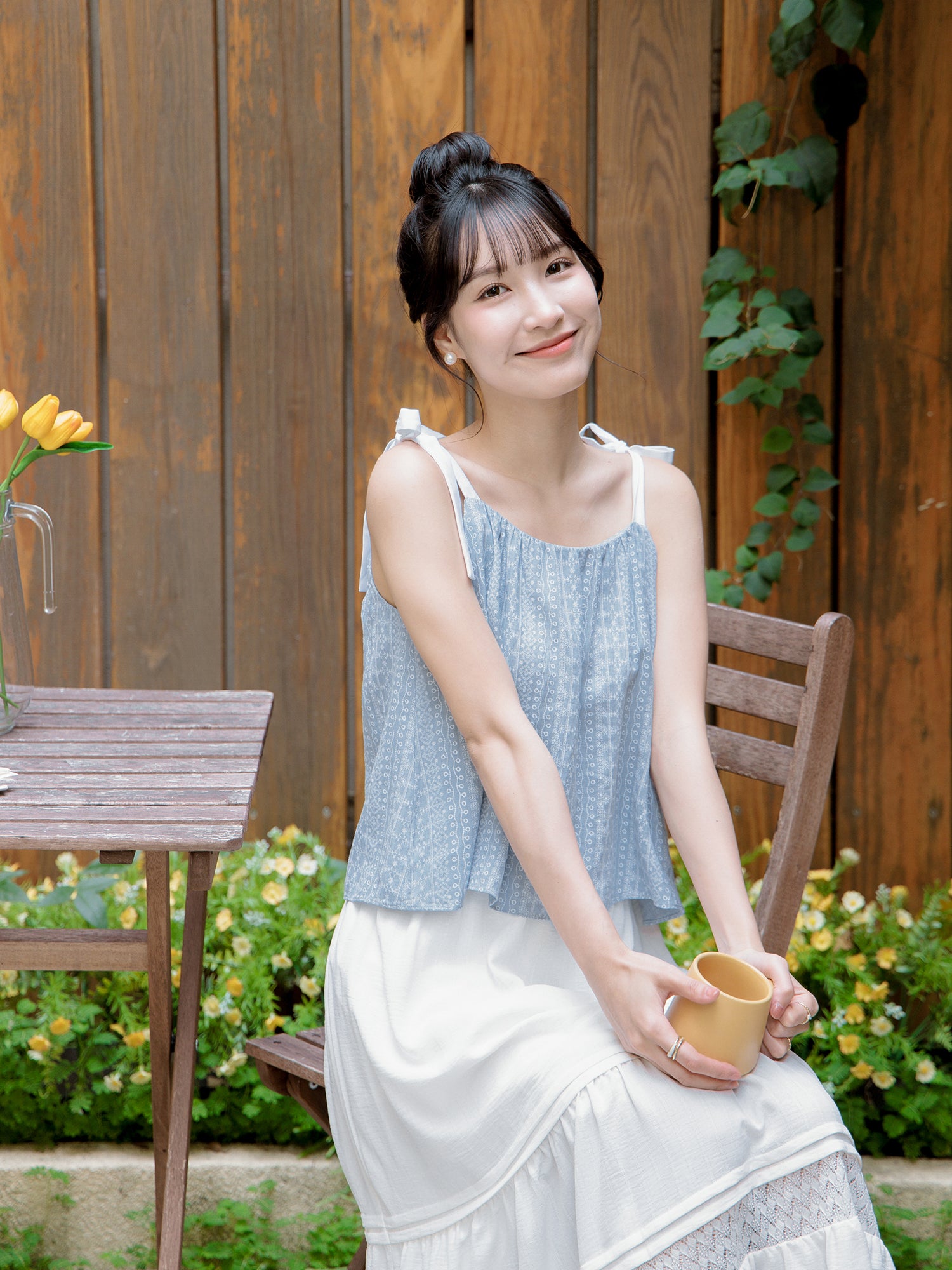 Printed Tie-Shoulder Cami Top