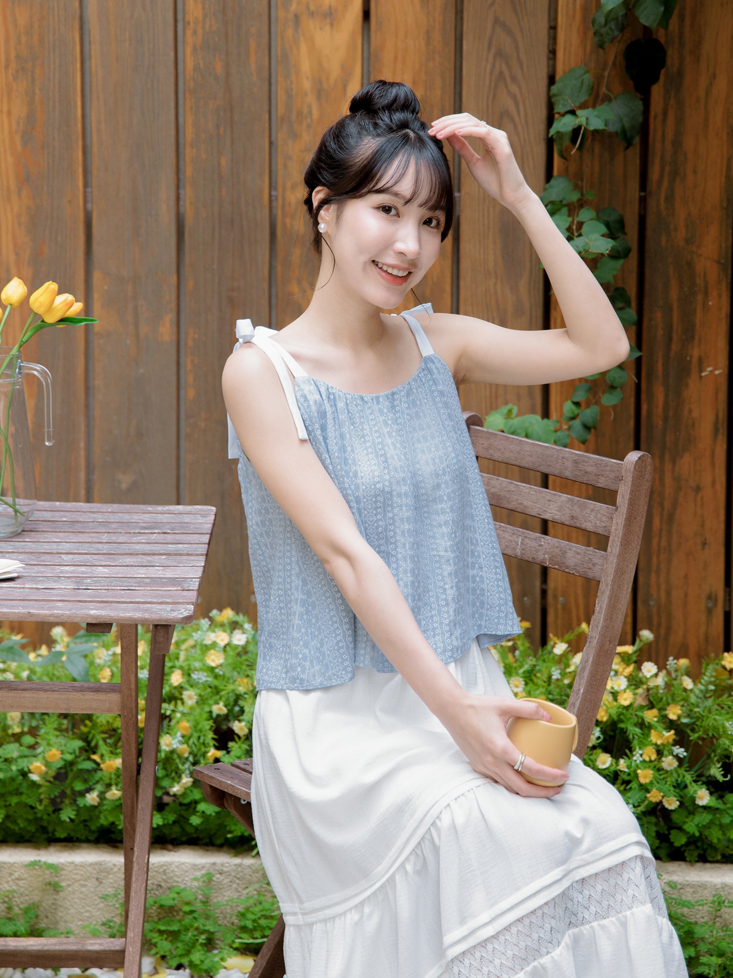 Printed Tie-Shoulder Cami Top