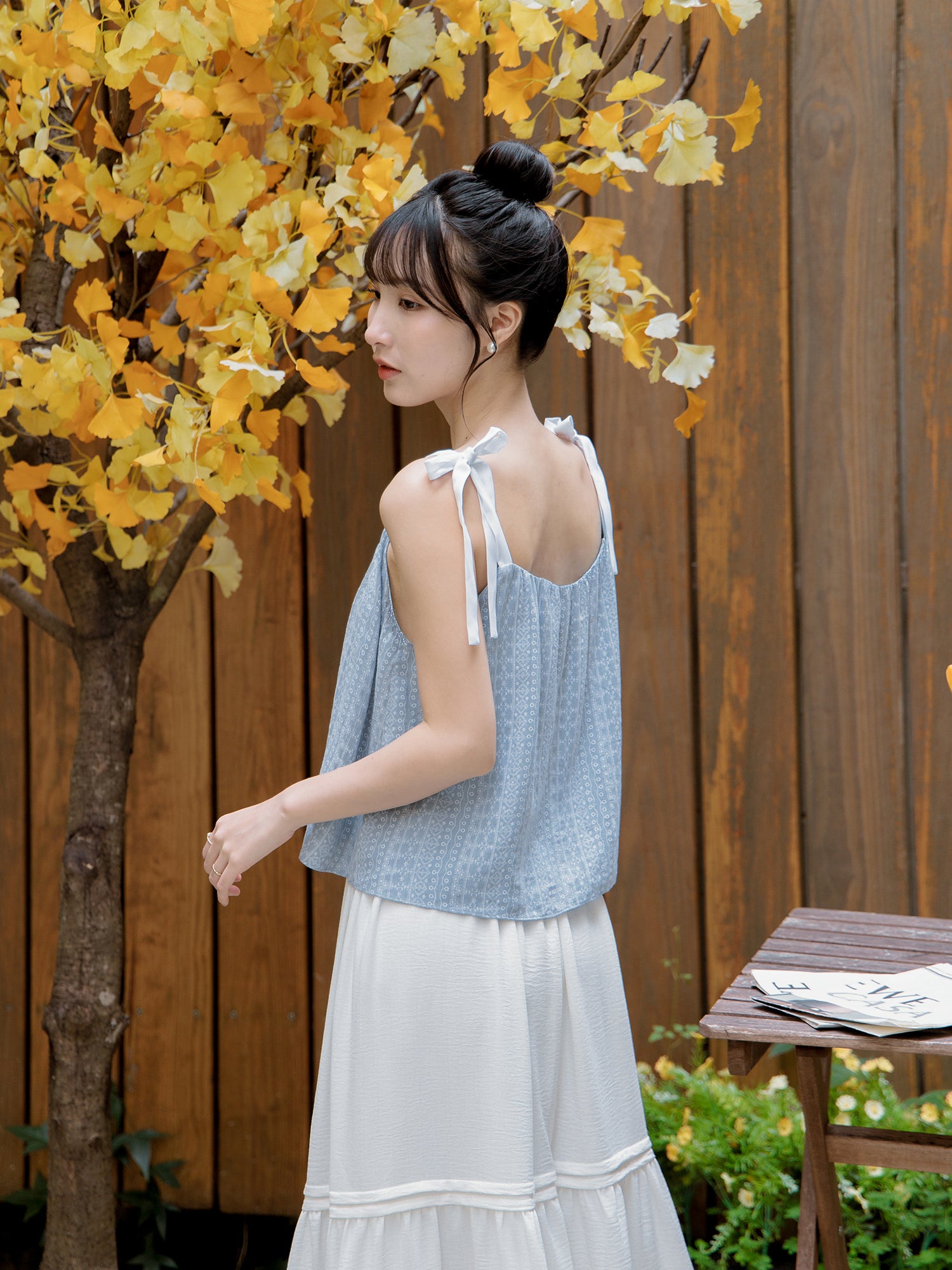 Printed Tie-Shoulder Cami Top