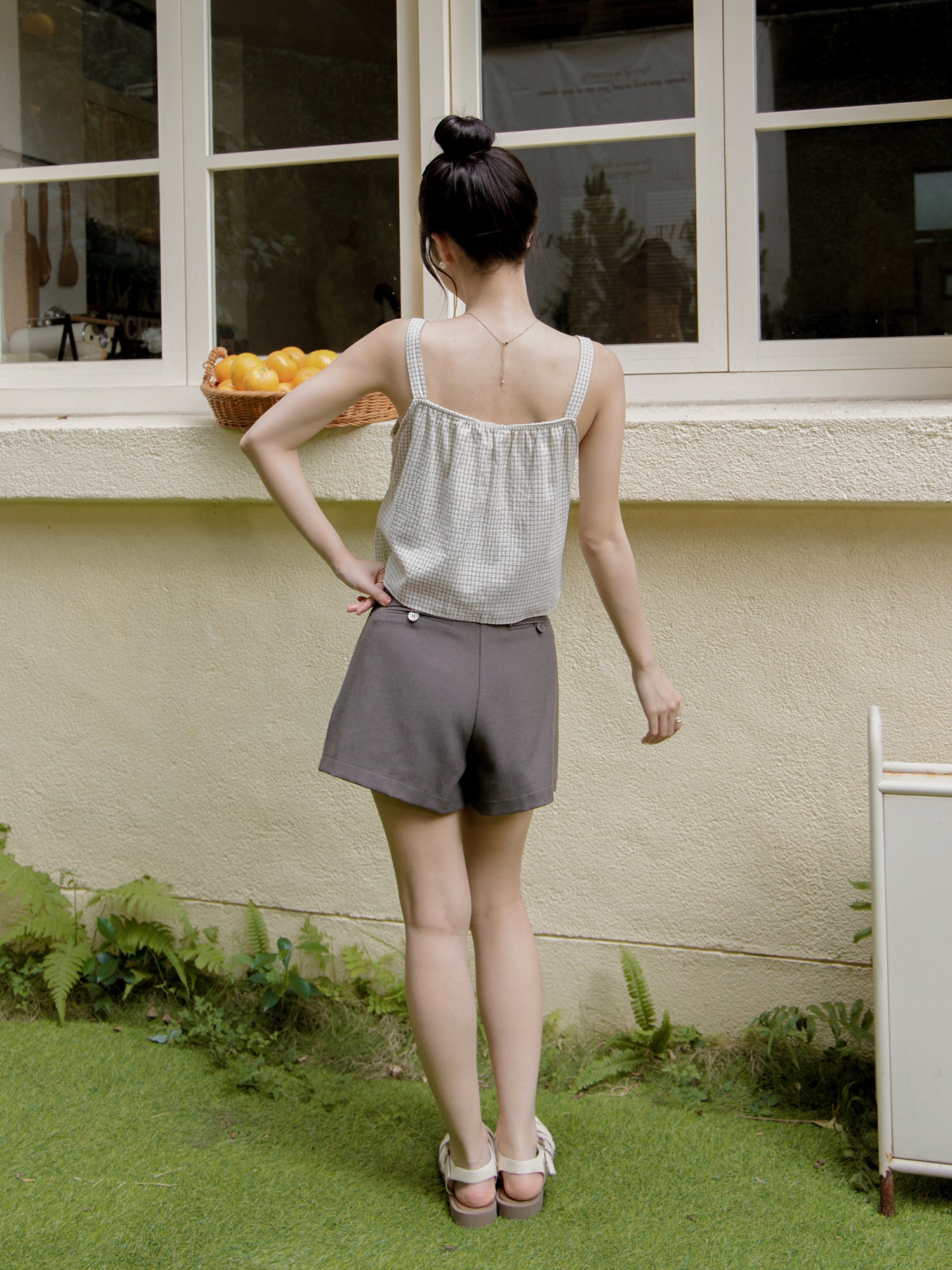Tie Front Checker Top
