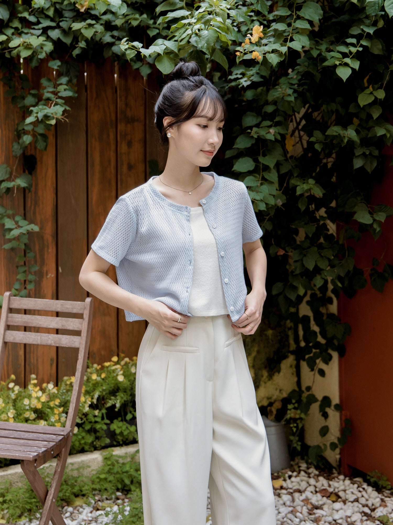 Refined Knitted Button-Up Top