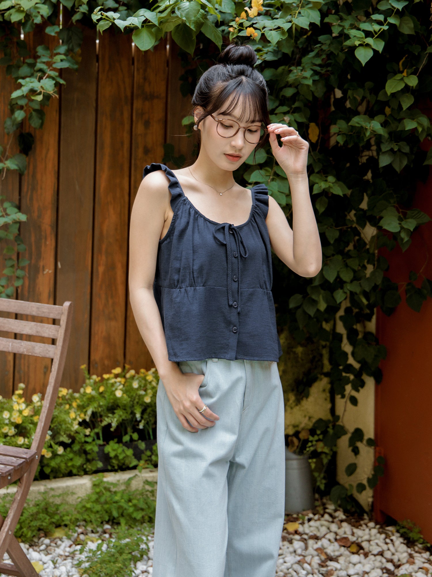 Frill Tie Sleeveless Top