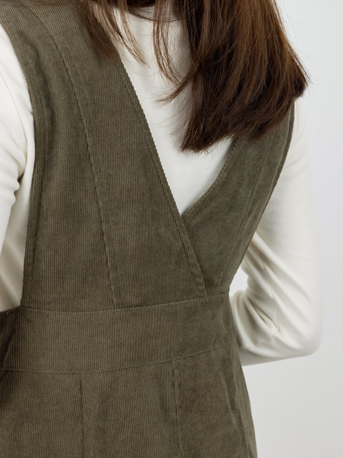 Marie Corduroy Buttoned Mini Dress - DAG-DD0072-22MatchaS - Olive Green - S - D'zage Designs