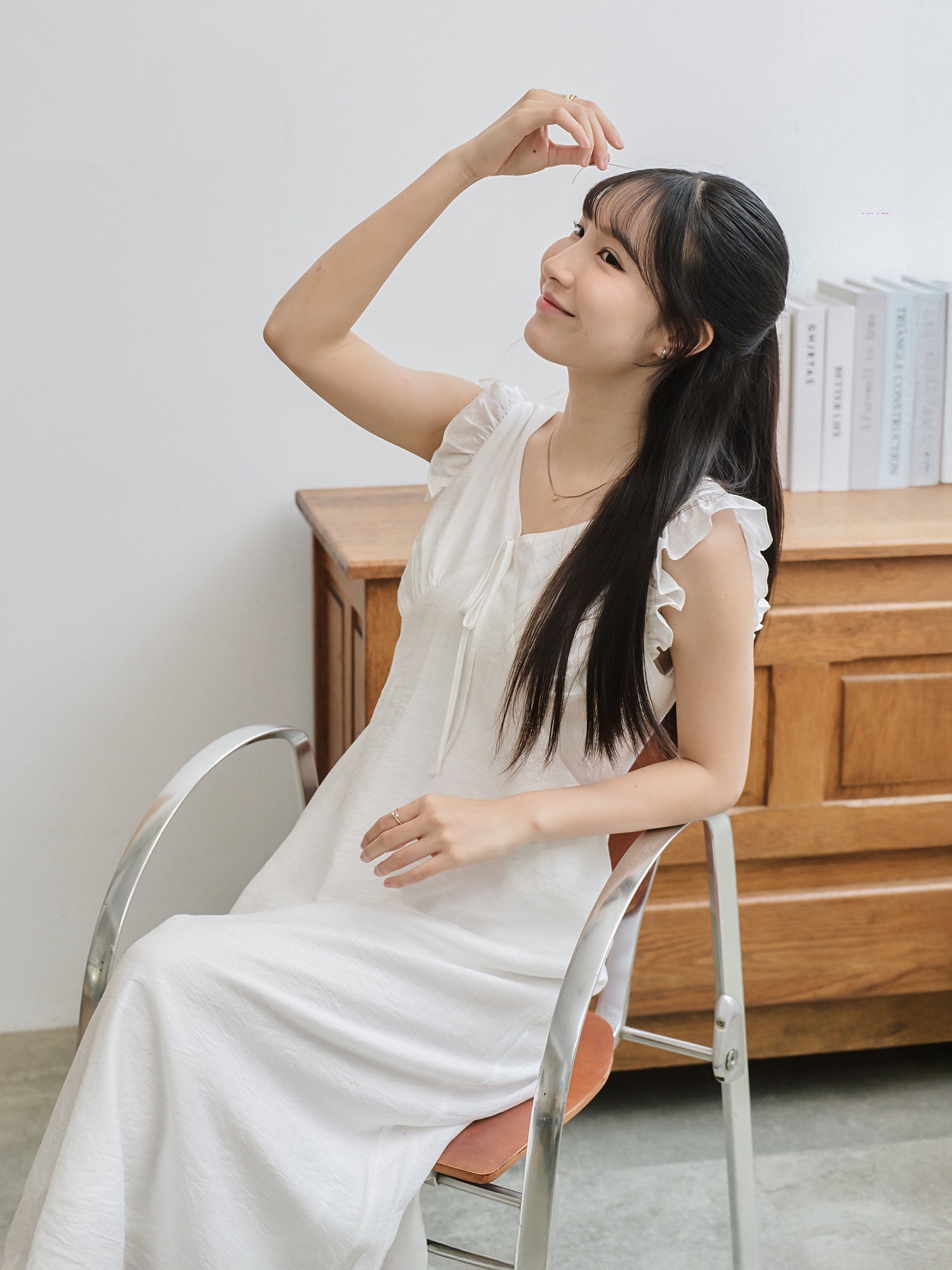 Ruffled Tie-Front Midi Dress