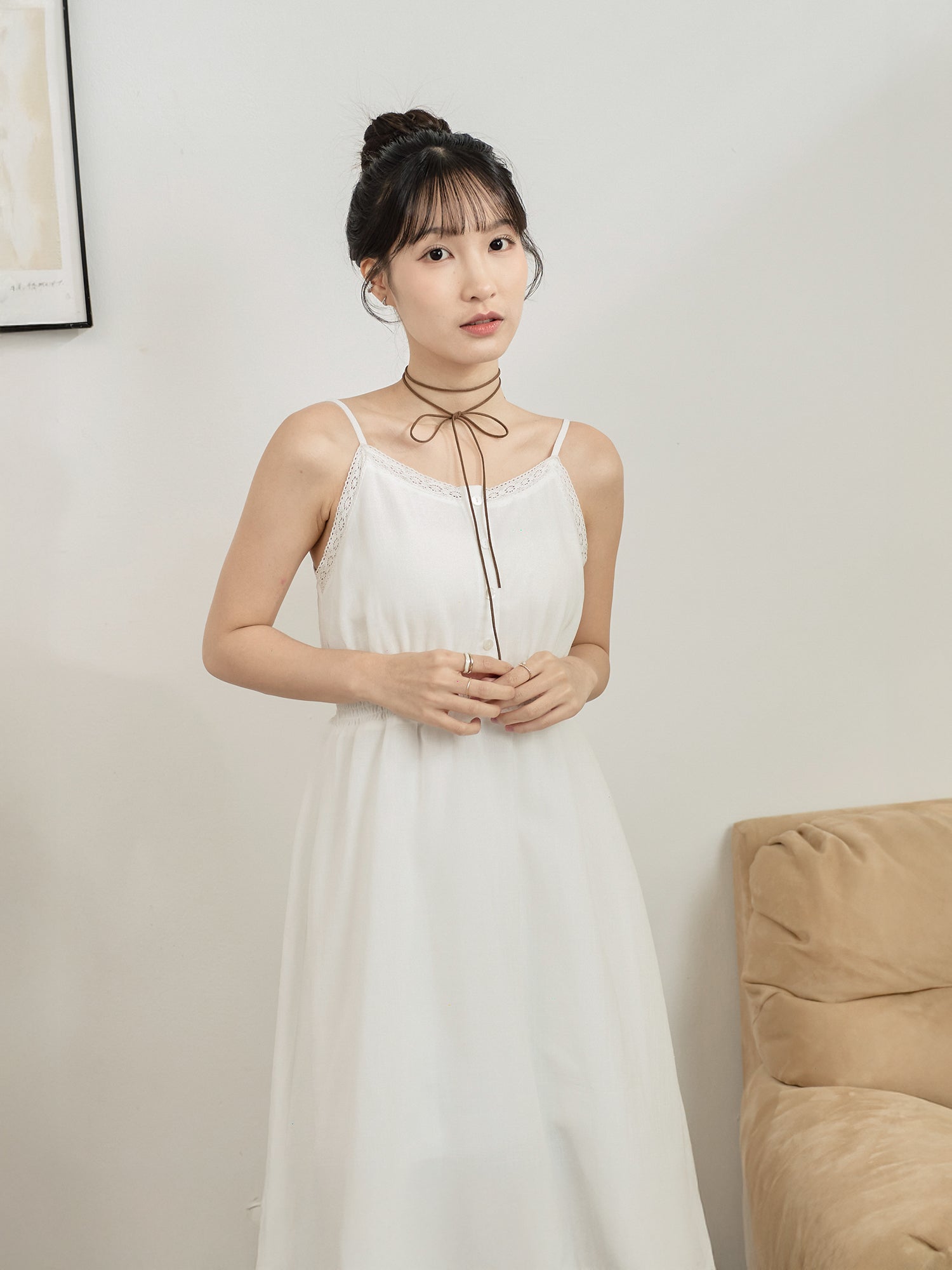 田園感蕾絲邊連身裙