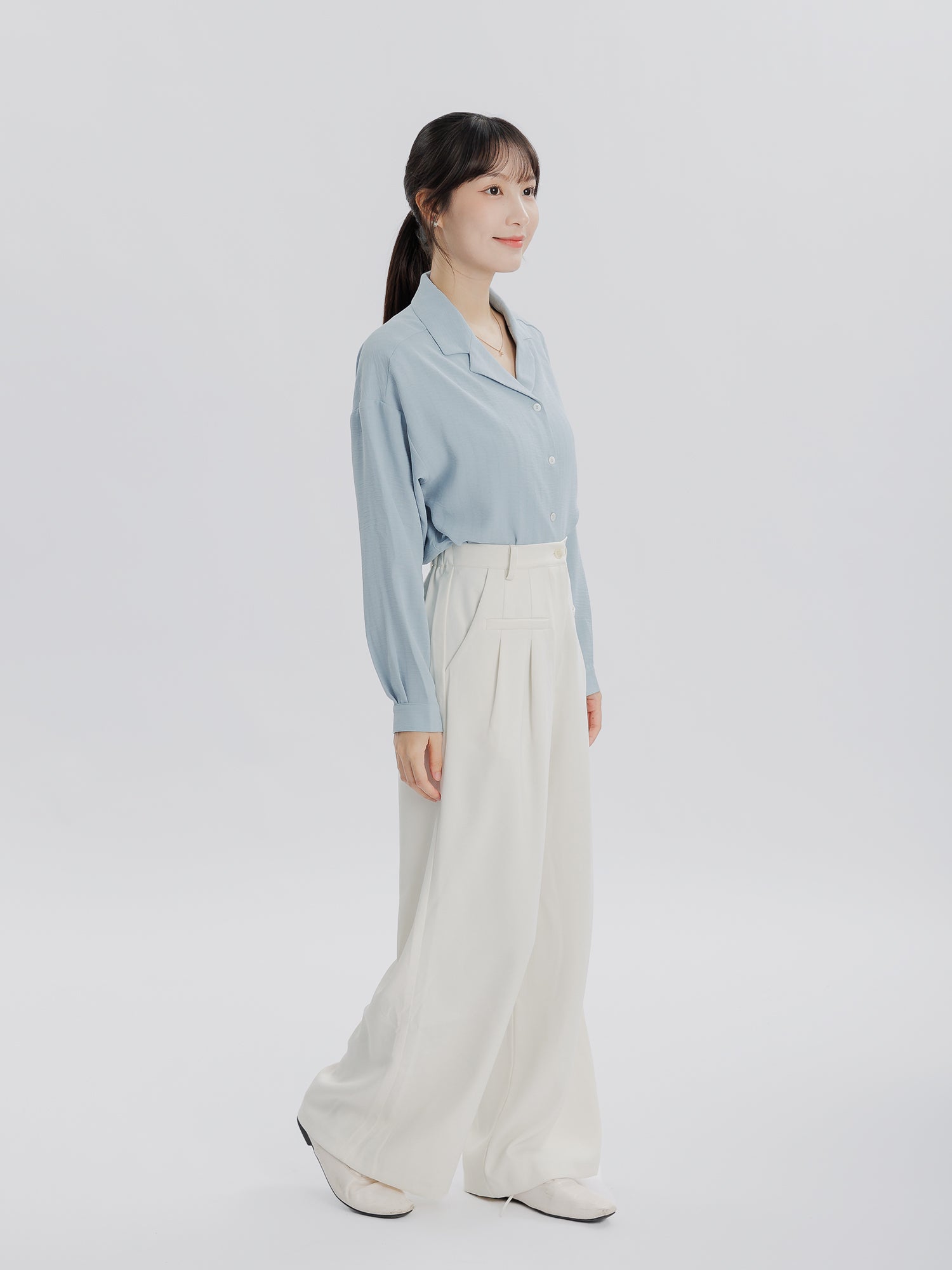 小翻領垂感襯衫