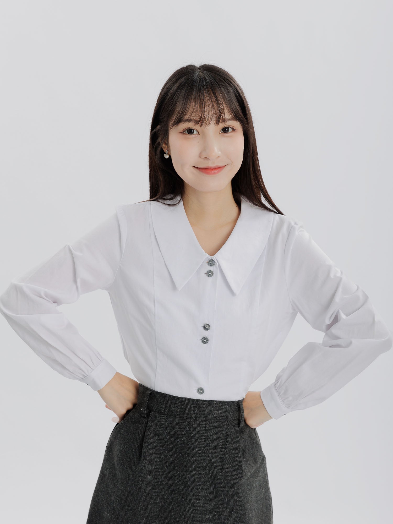 Pearl Double Button Crop Shirt*